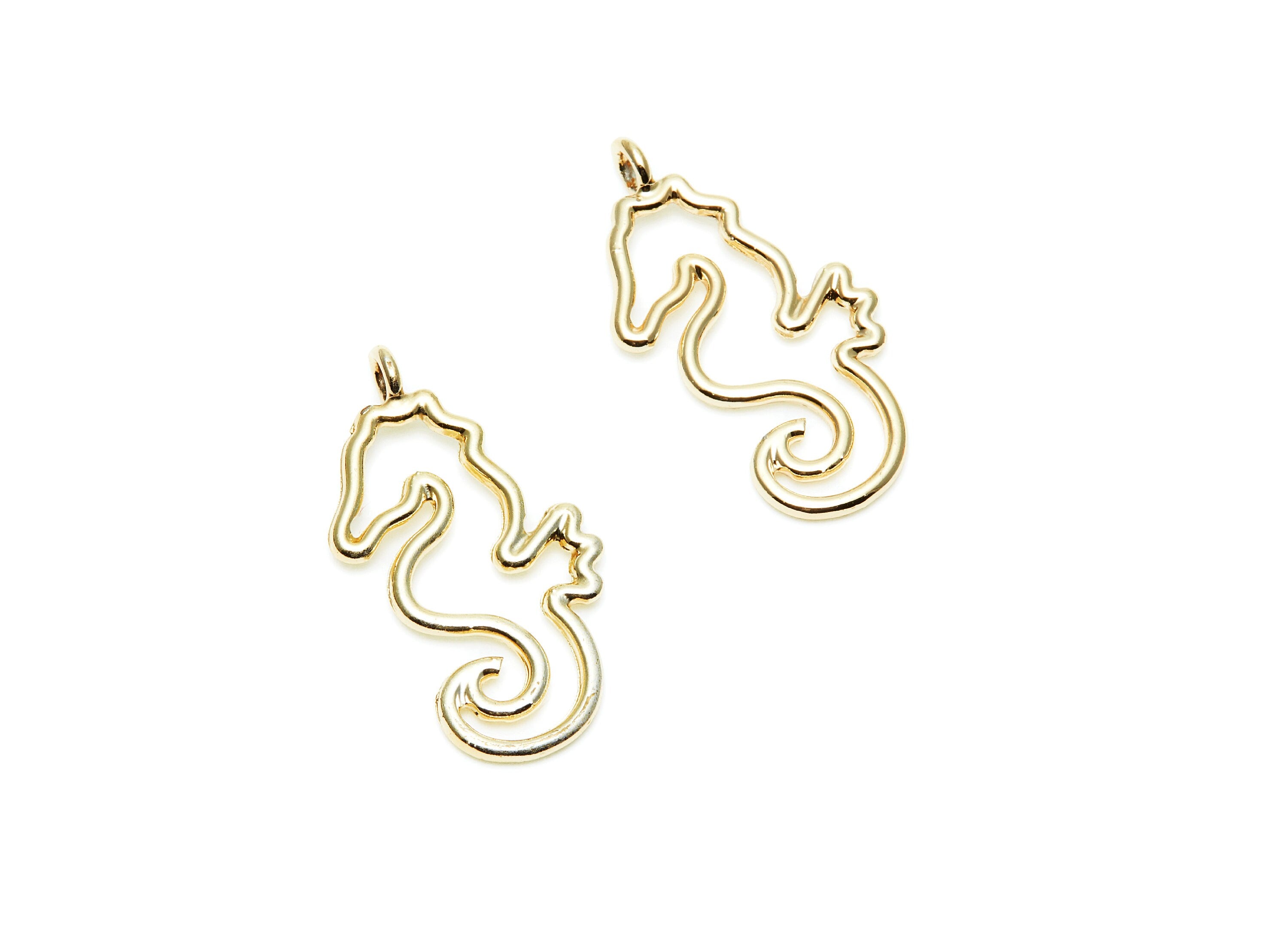 SeaHorse Shaped Charms- Zinc Alloy Earring Finding - Gold Tone - Alloy Pendant for Necklace - Jewelry Supplies - 30.7x15.06x1.78mm - ZZ1277G - DOMEDBAZAAR