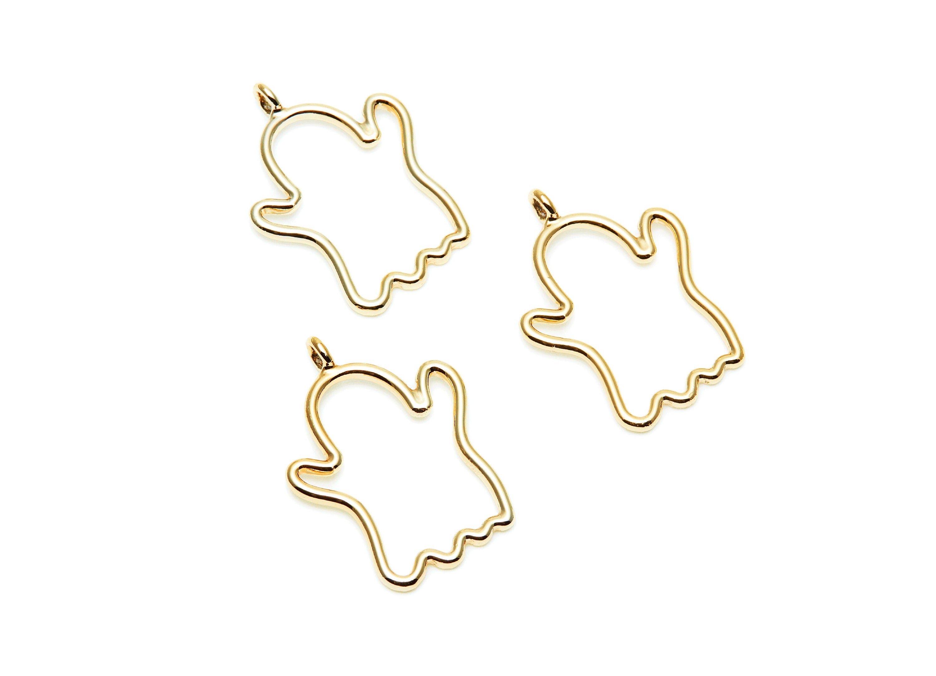 Ghost Shaped Charms- Zinc Alloy Earring Finding - Gold Tone - Alloy Pendant for Necklace - Jewelry Supplies - 28.5x20.8x1.85mm - ZZ1279G - DOMEDBAZAAR