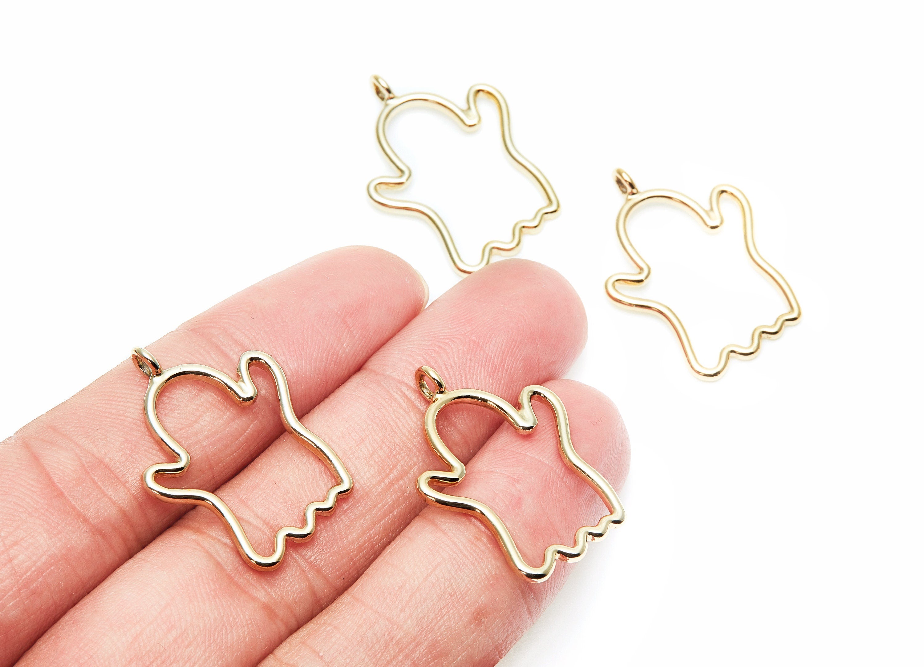 Ghost Shaped Charms- Zinc Alloy Earring Finding - Gold Tone - Alloy Pendant for Necklace - Jewelry Supplies - 28.5x20.8x1.85mm - ZZ1279G - DOMEDBAZAAR