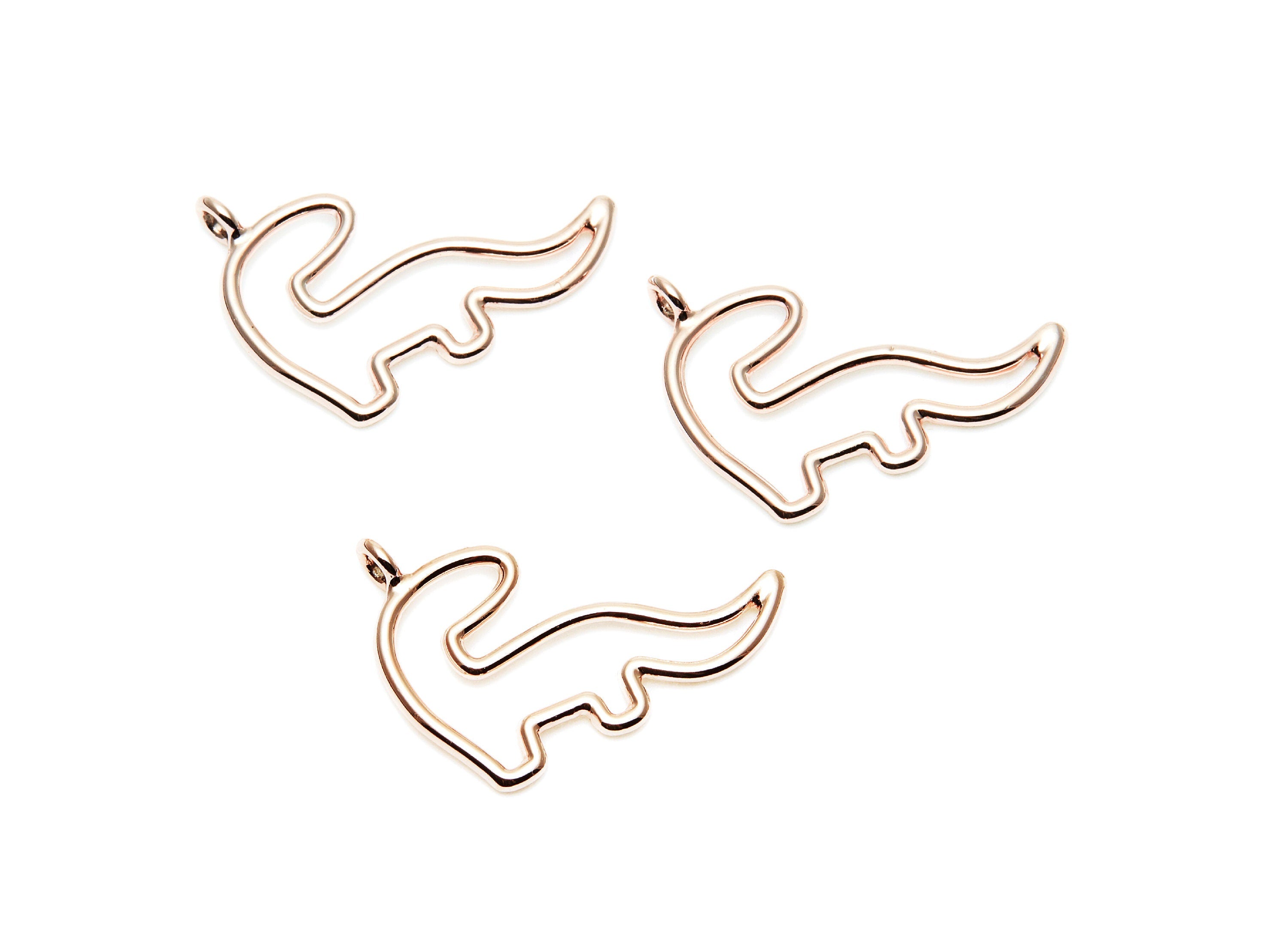 Dinosaur Shaped Charms- Zinc Alloy Earring Finding - Rose Tone - Alloy Pendant for Necklace - 29.5x21.77x2.16mm - ZZ1281R - DOMEDBAZAAR