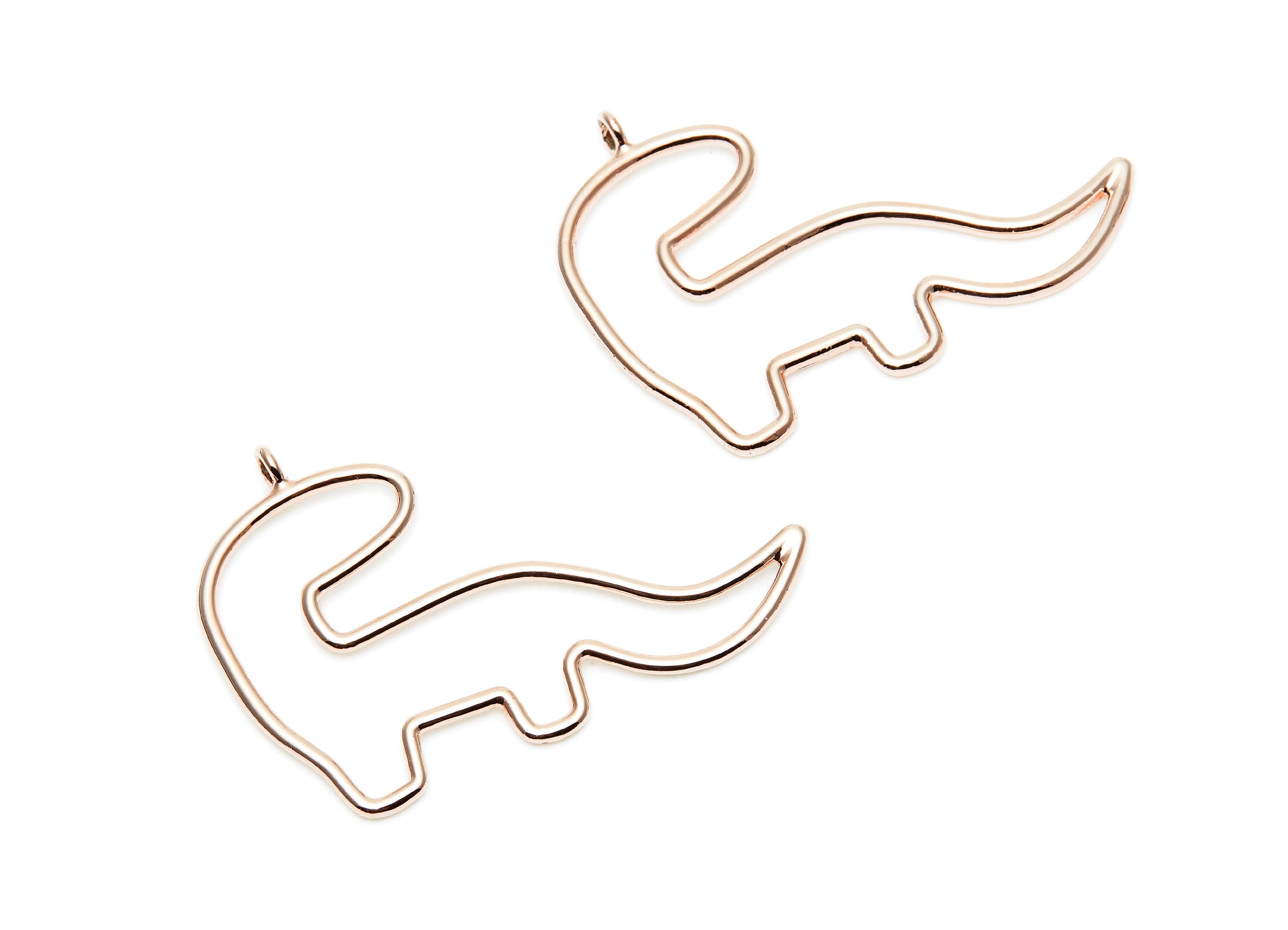 Big Dinosaur Shaped Charms- Zinc Alloy Earring Finding - Rose Tone - Alloy Pendant for Necklace - 52.33x36.9x1.9mm - ZZ1280R - DOMEDBAZAAR