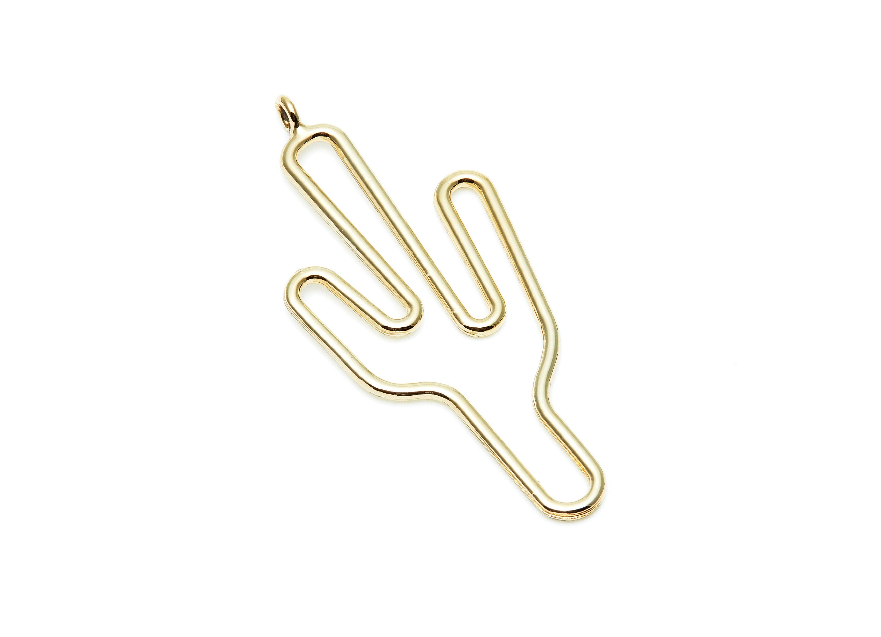 Big Cactus Shaped Charms- Zinc Alloy Earring Finding - Gold Tone - Alloy Pendant for Necklace - Jewelry Supply - 57.2x28.15x2mm - ZZ1270G - DOMEDBAZAAR