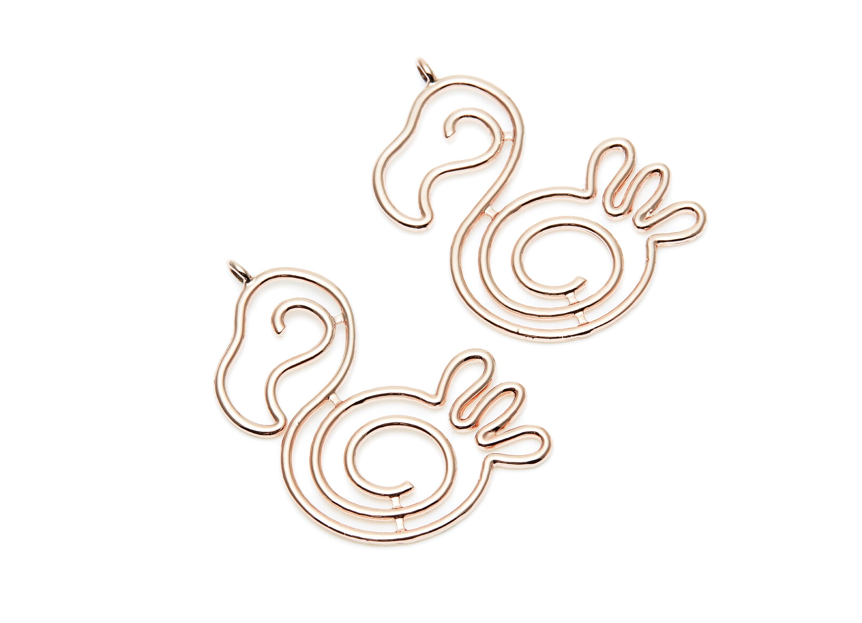 Big Duck Shaped Charms- Zinc Alloy Earring Finding - Rose Tone - Alloy Pendant for Necklace - 48.85x34.5x2.15mm - ZZ1274R - DOMEDBAZAAR