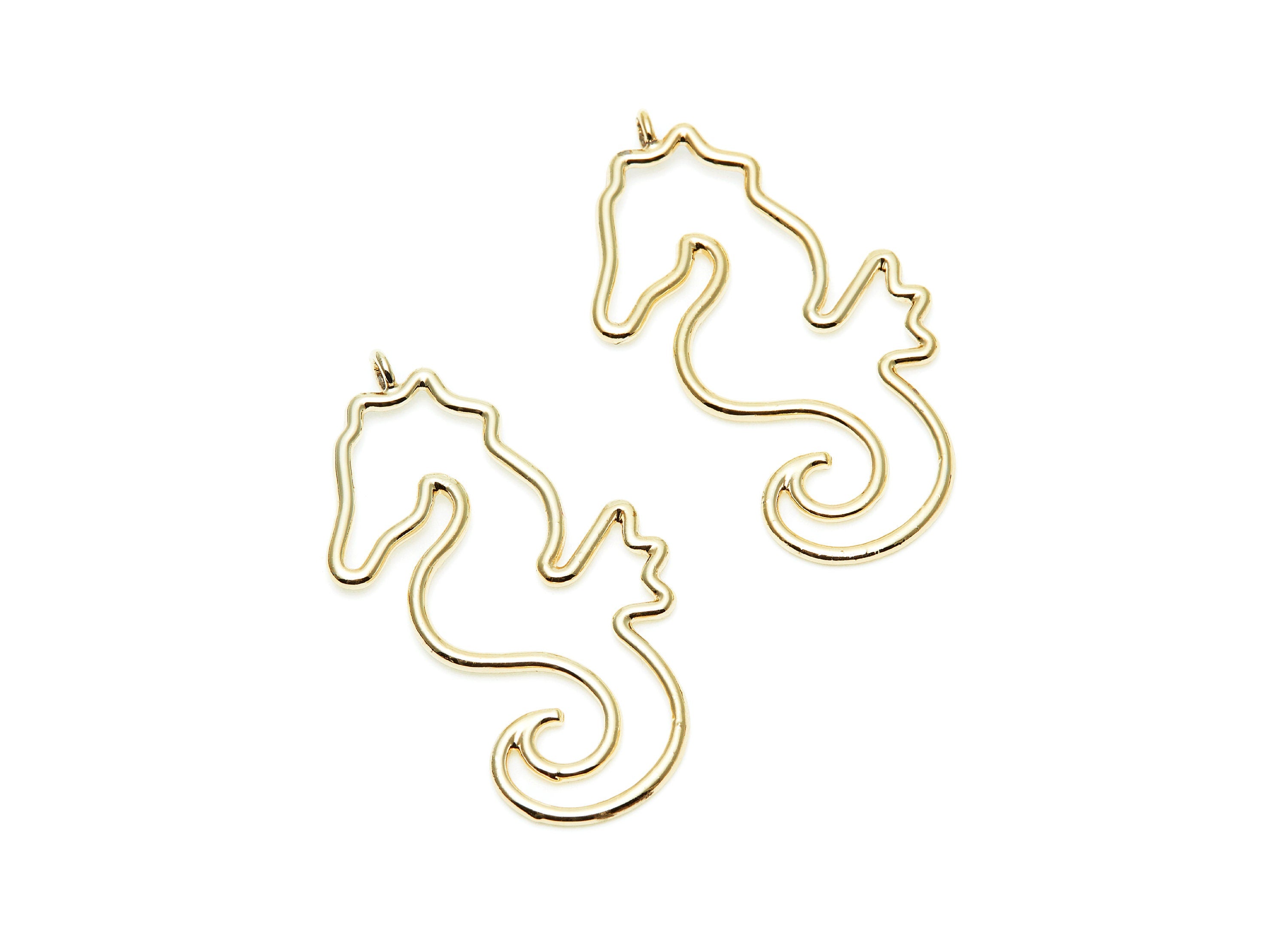 Big SeaHorse Shaped Charms- Zinc Alloy Earring Finding - Gold Tone - Alloy Pendant for Necklace - 51.5x23.3x2.1mm - ZZ1276G - DOMEDBAZAAR