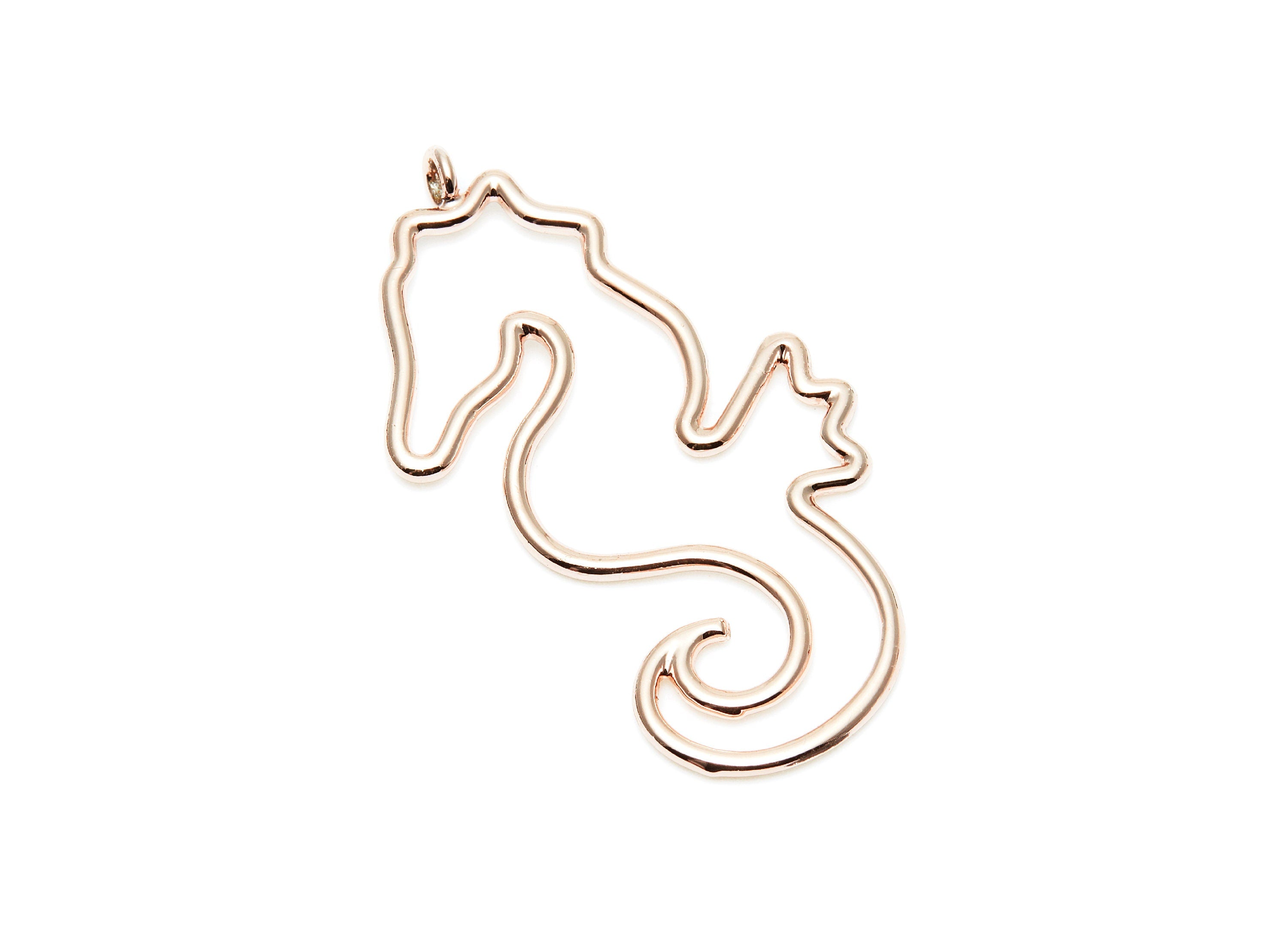 Big SeaHorse Shaped Charms- Zinc Alloy Earring Finding - Rose - Alloy Pendant for Necklace - 51.5x23.3x2.1mm - ZZ1276R - DOMEDBAZAAR