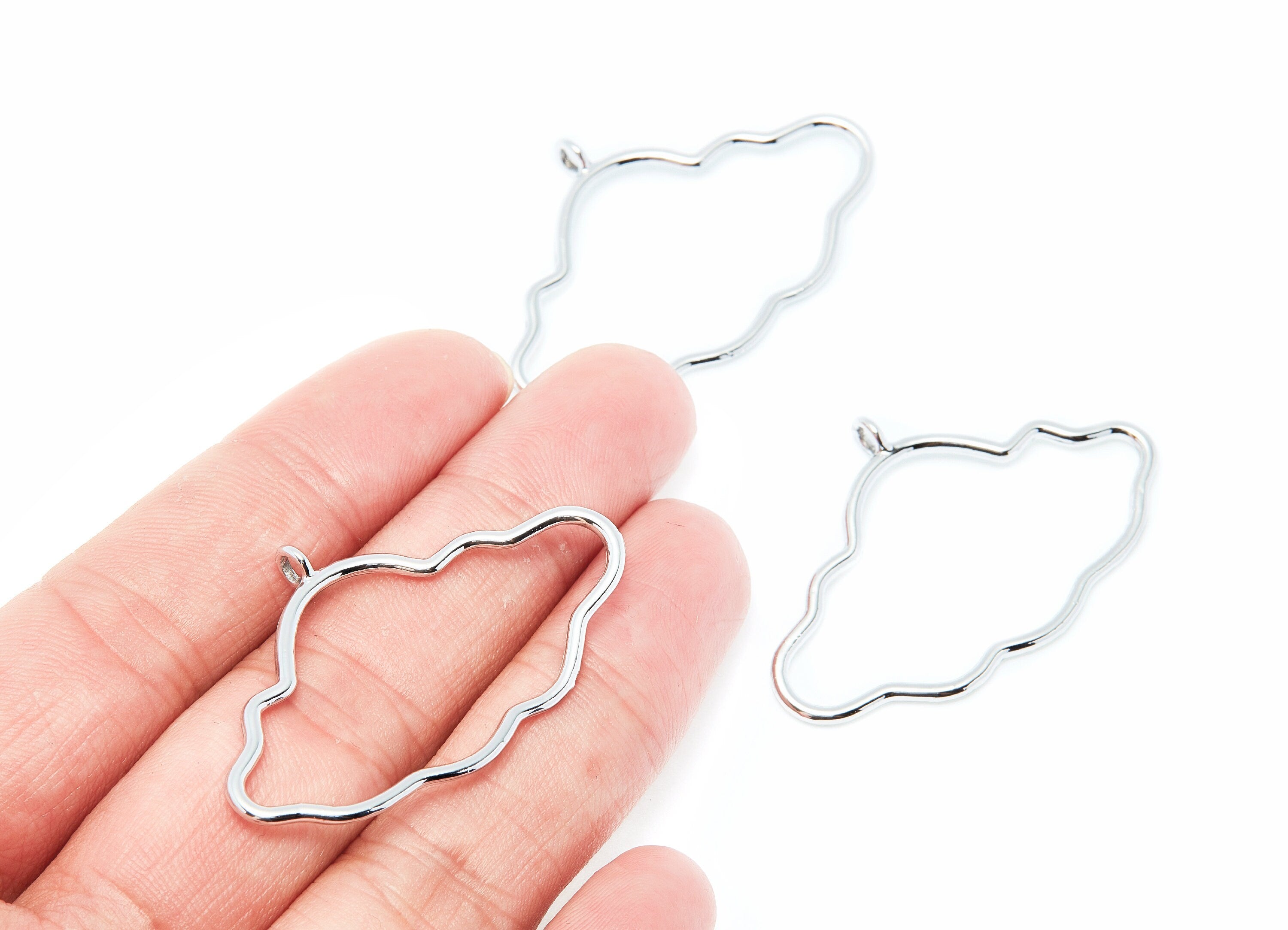 Big Cloud Shaped Charms- Zinc Alloy Earring Finding - Nickel / Silver Tone - Alloy Pendant for Necklace - 45.94x30.1x1.96mm - ZZ1282N - DOMEDBAZAAR