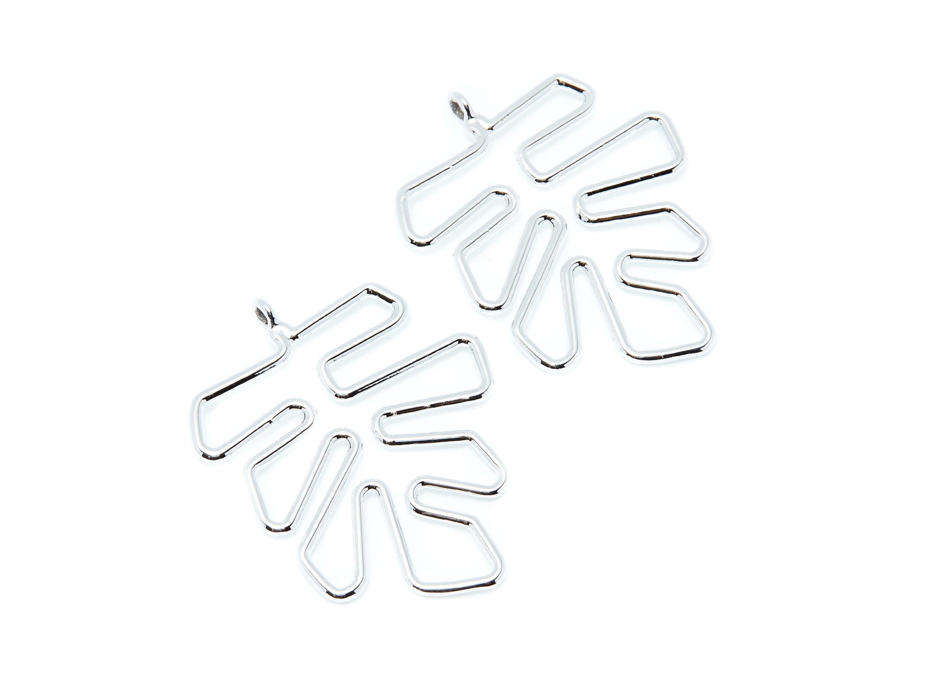 Big Leaf Shaped Charms- Zinc Alloy Earring Finding - Nickel / Silver Tone - Alloy Pendant for Necklace - 46.63x35.4x2.13mm - ZZ1286N - DOMEDBAZAAR