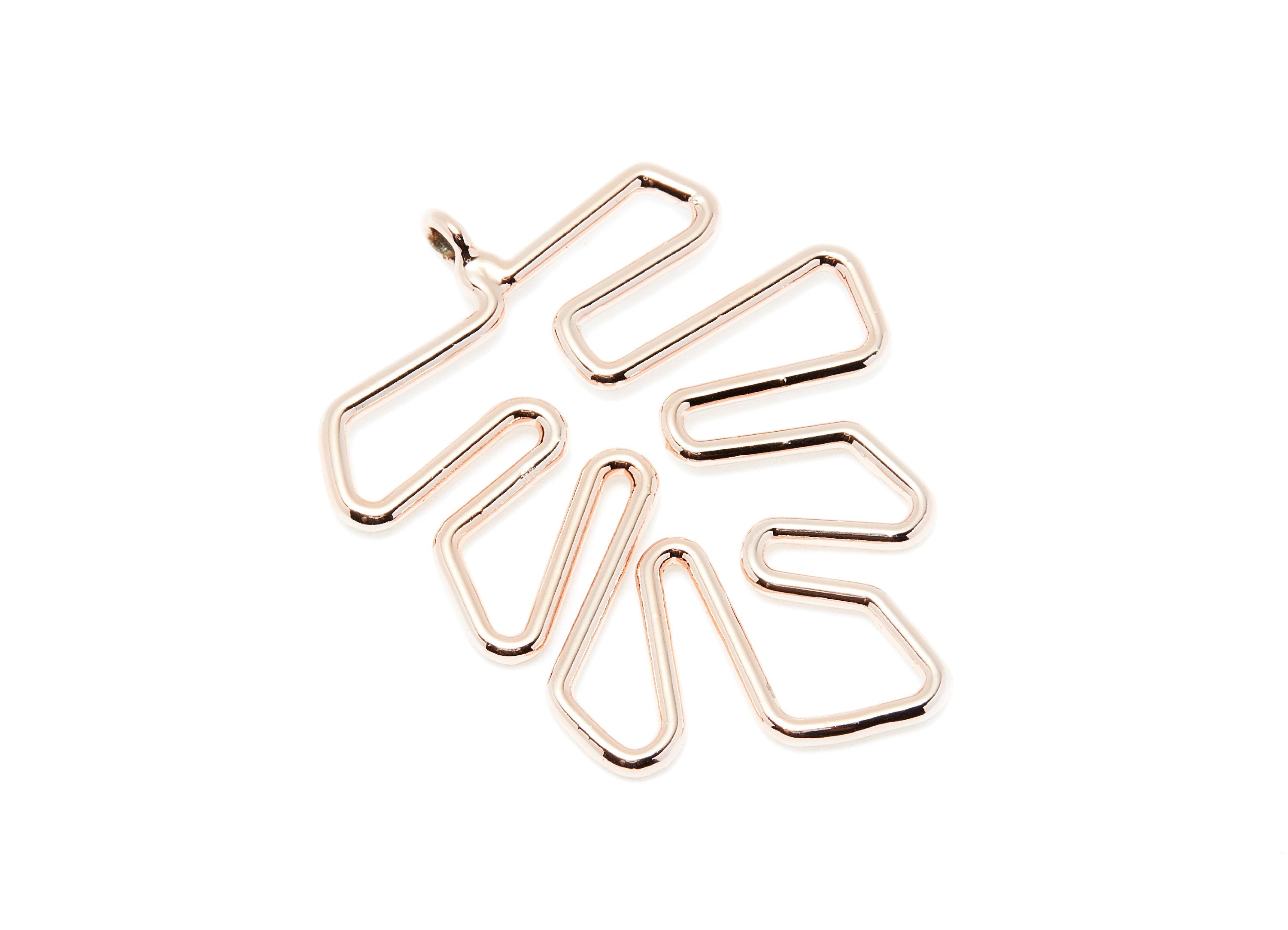 Big Leaf Shaped Charms- Zinc Alloy Earring Finding - Rose Tone - Alloy Pendant for Necklace - 46.63x35.4x2.13mm - ZZ1286R - DOMEDBAZAAR
