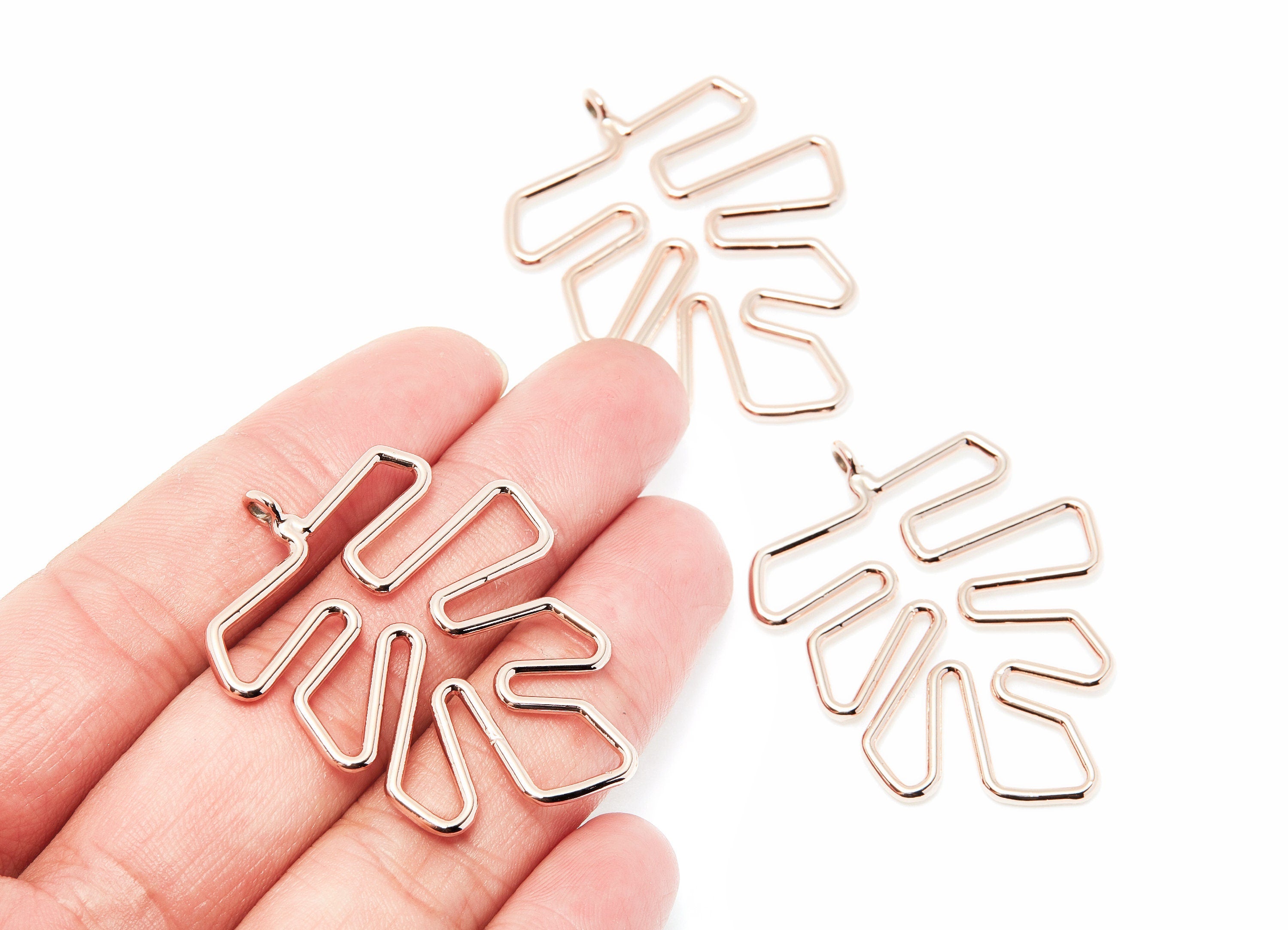 Big Leaf Shaped Charms- Zinc Alloy Earring Finding - Rose Tone - Alloy Pendant for Necklace - 46.63x35.4x2.13mm - ZZ1286R - DOMEDBAZAAR