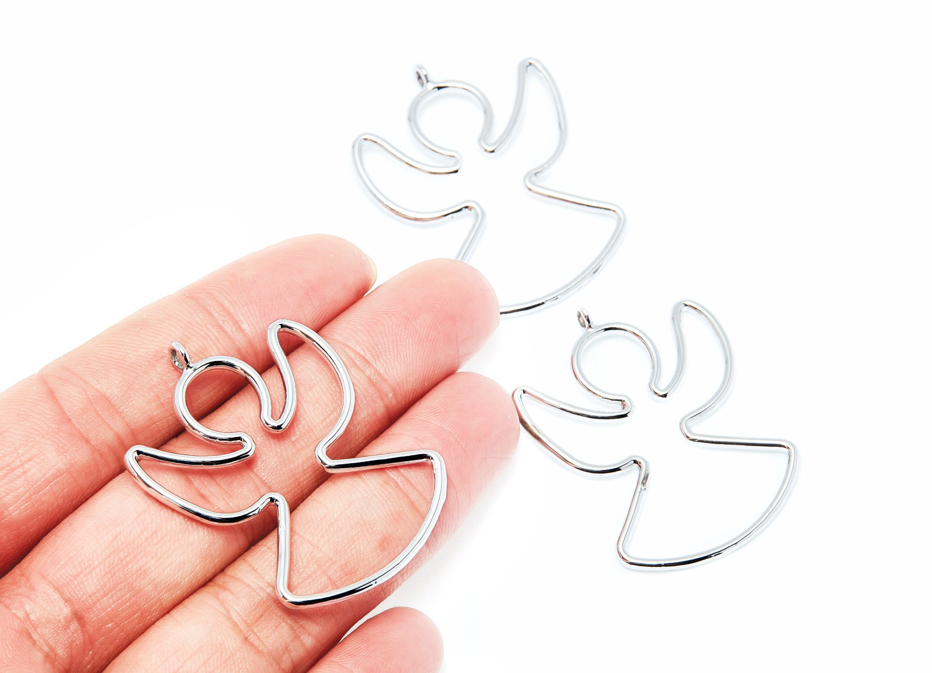 Big Angle Shaped Charms- Zinc Alloy Earring Finding - Nickel / Silver Tone - Alloy Pendant for Necklace - 44.27x32.6x2.1mm - ZZ1290N - DOMEDBAZAAR