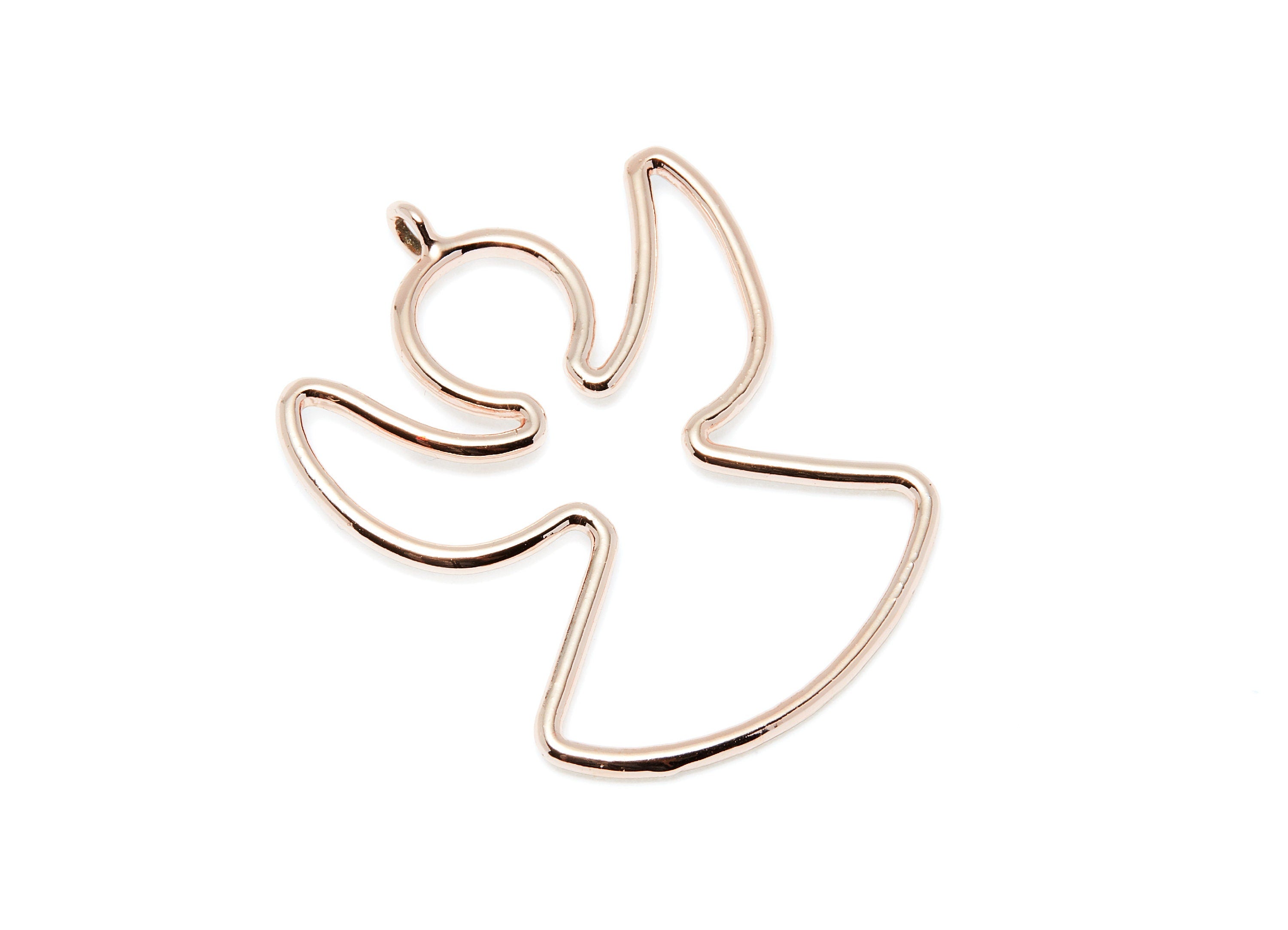 Big Angle Shaped Charms- Zinc Alloy Earring Finding - Rose Tone - Alloy Pendant for Necklace - 44.27x32.6x2.1mm - ZZ1290R - DOMEDBAZAAR