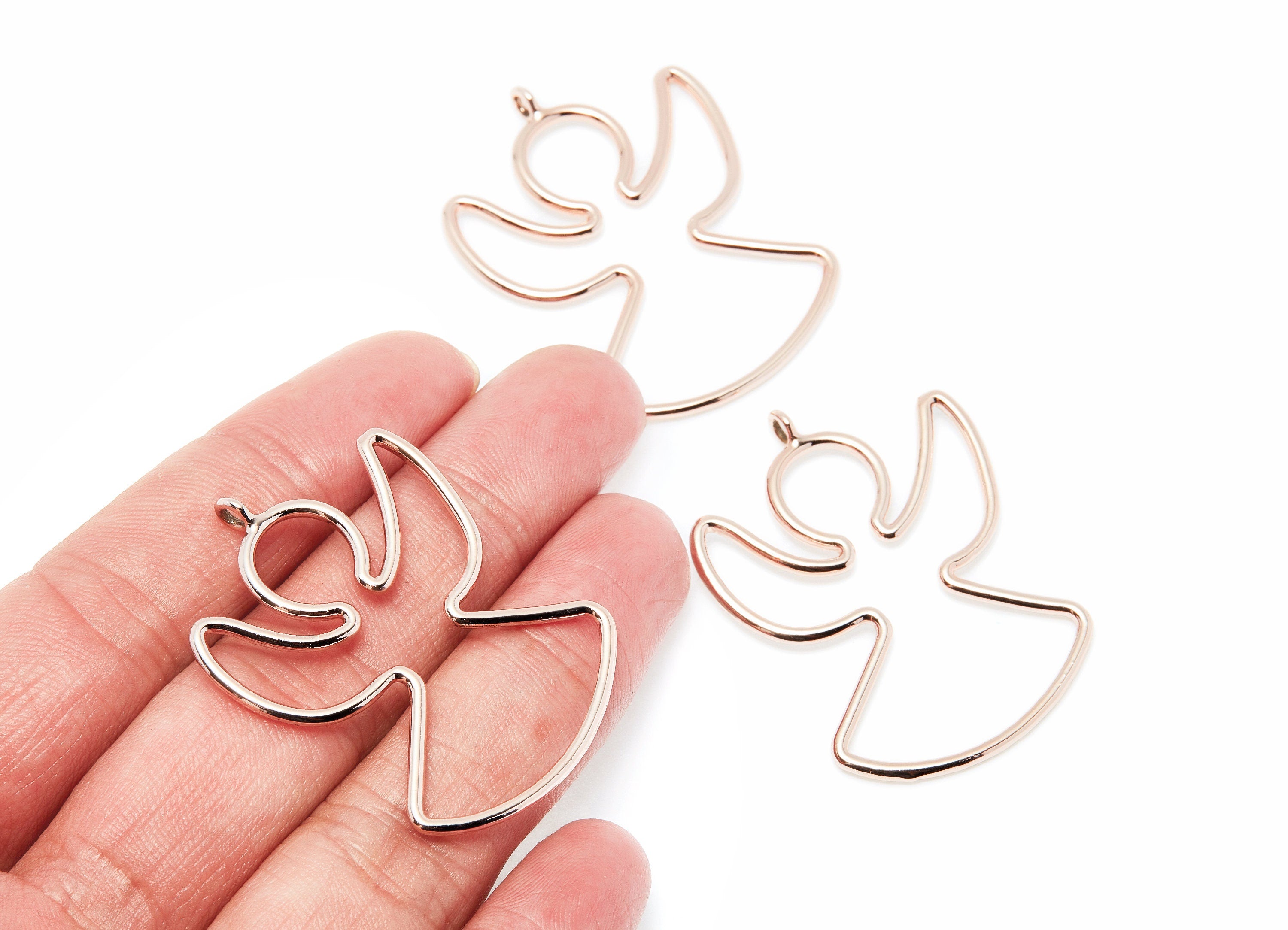 Big Angle Shaped Charms- Zinc Alloy Earring Finding - Rose Tone - Alloy Pendant for Necklace - 44.27x32.6x2.1mm - ZZ1290R - DOMEDBAZAAR