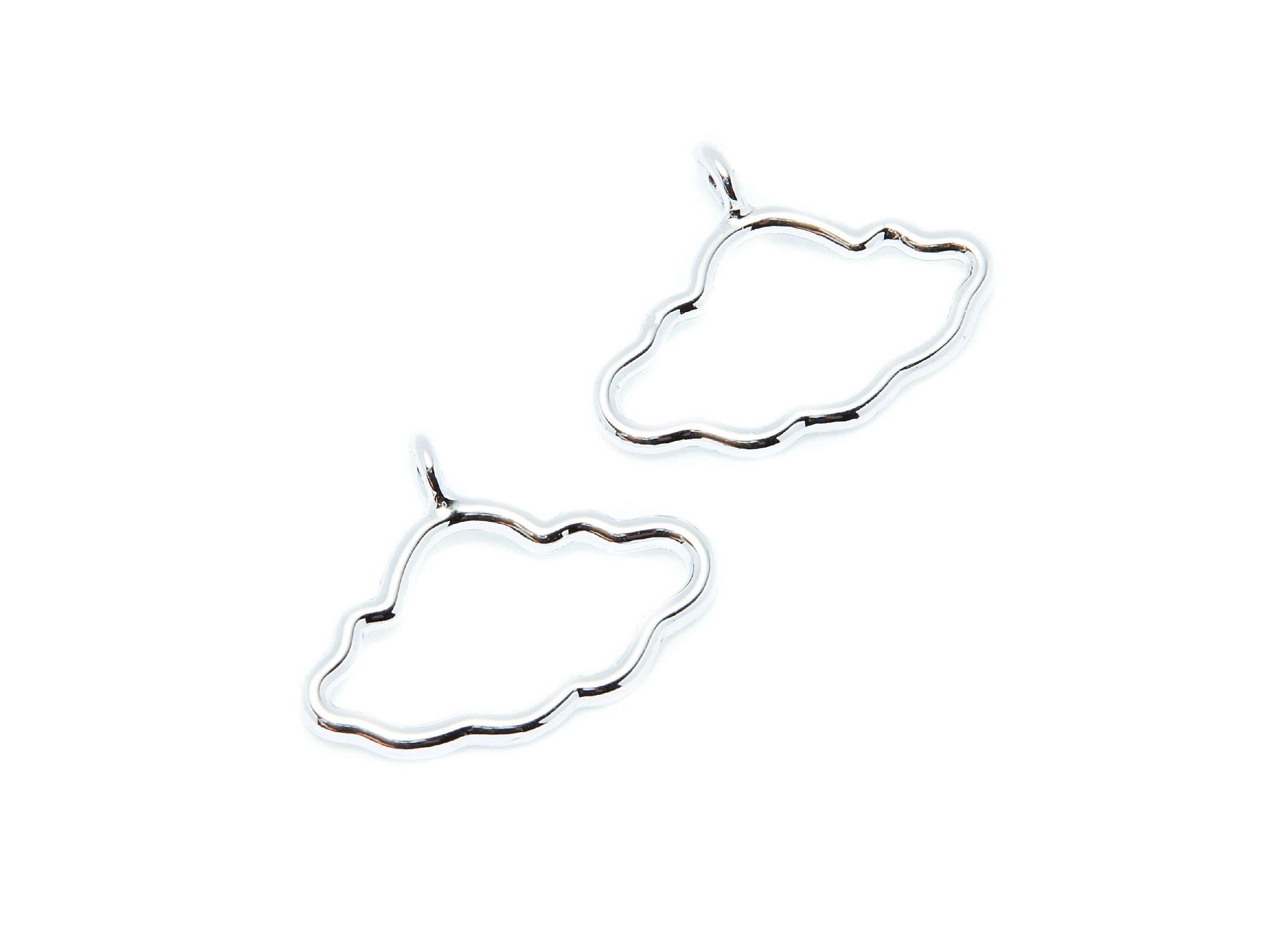 Cloud Shaped Charms- Zinc Alloy Earring Finding - Nickel / Silver Tone - Alloy Pendant for Necklace - 22.39x17.09x1.82mm - ZZ1283N - DOMEDBAZAAR