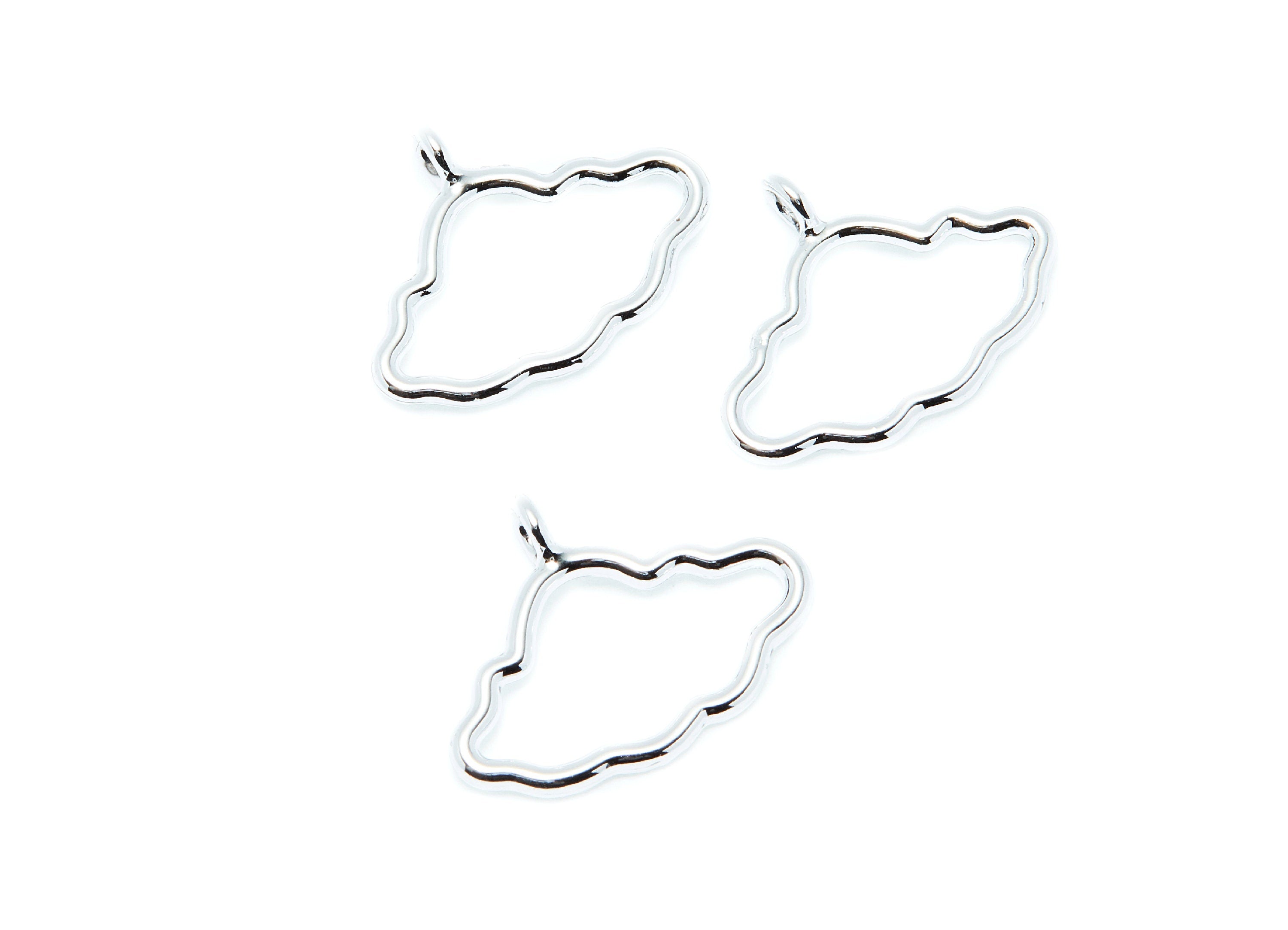 Cloud Shaped Charms- Zinc Alloy Earring Finding - Nickel / Silver Tone - Alloy Pendant for Necklace - 22.39x17.09x1.82mm - ZZ1283N - DOMEDBAZAAR