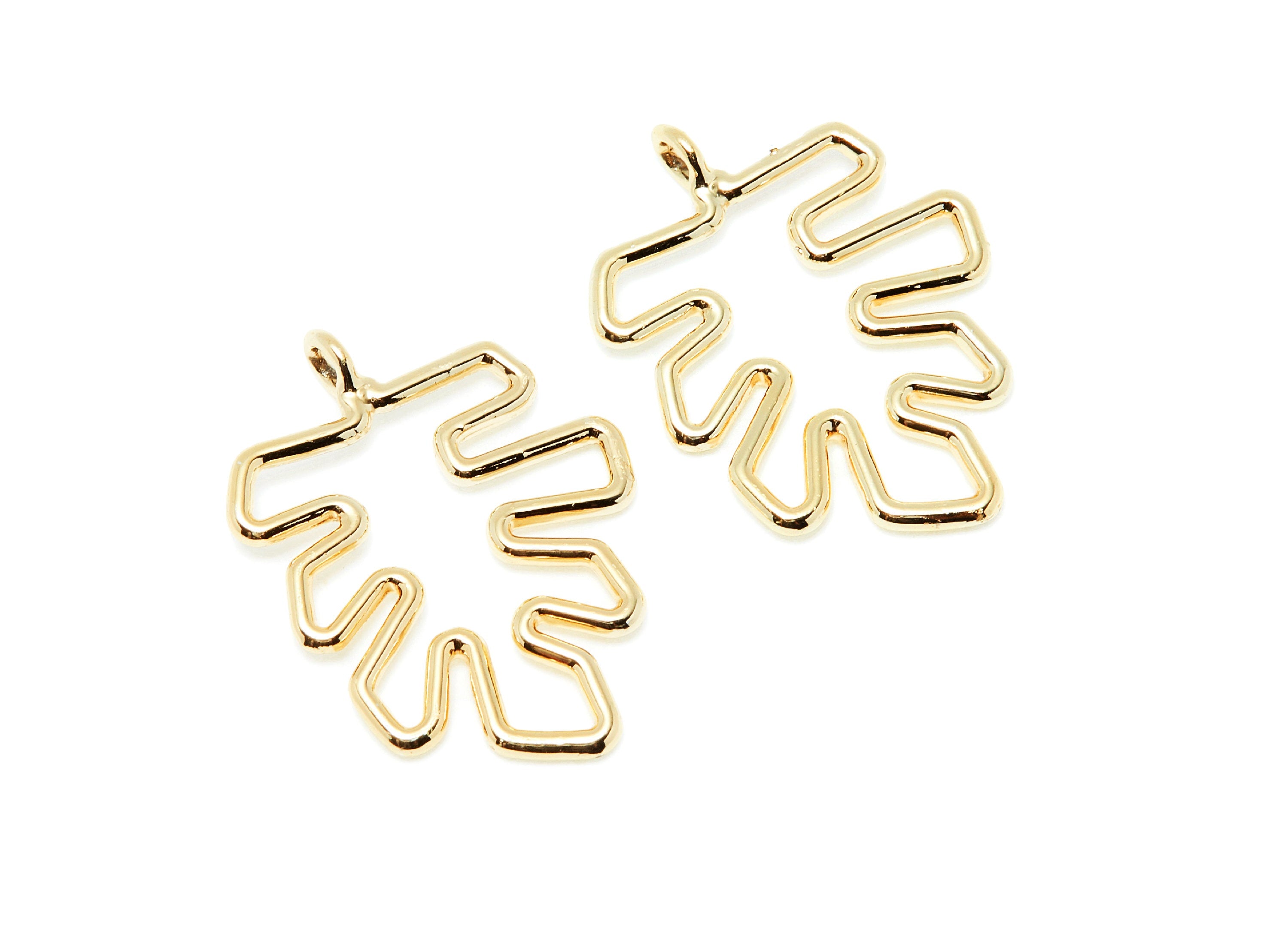 Leaf Shaped Charms- Zinc Alloy Earring Finding - Gold Tone - Alloy Pendant for Necklace - 29.38x21.79x1.72mm - ZZ1287G - DOMEDBAZAAR