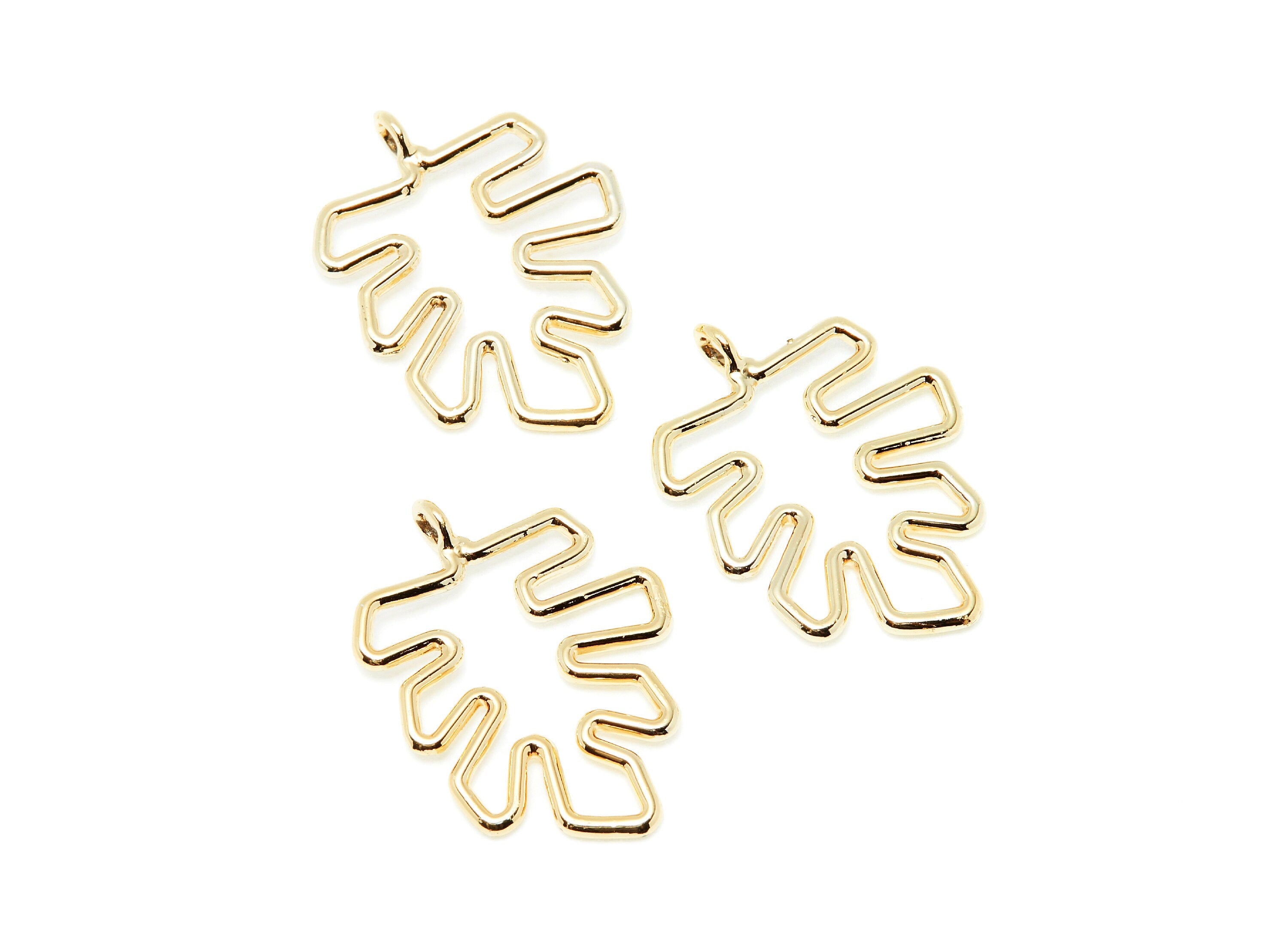 Leaf Shaped Charms- Zinc Alloy Earring Finding - Gold Tone - Alloy Pendant for Necklace - 29.38x21.79x1.72mm - ZZ1287G - DOMEDBAZAAR