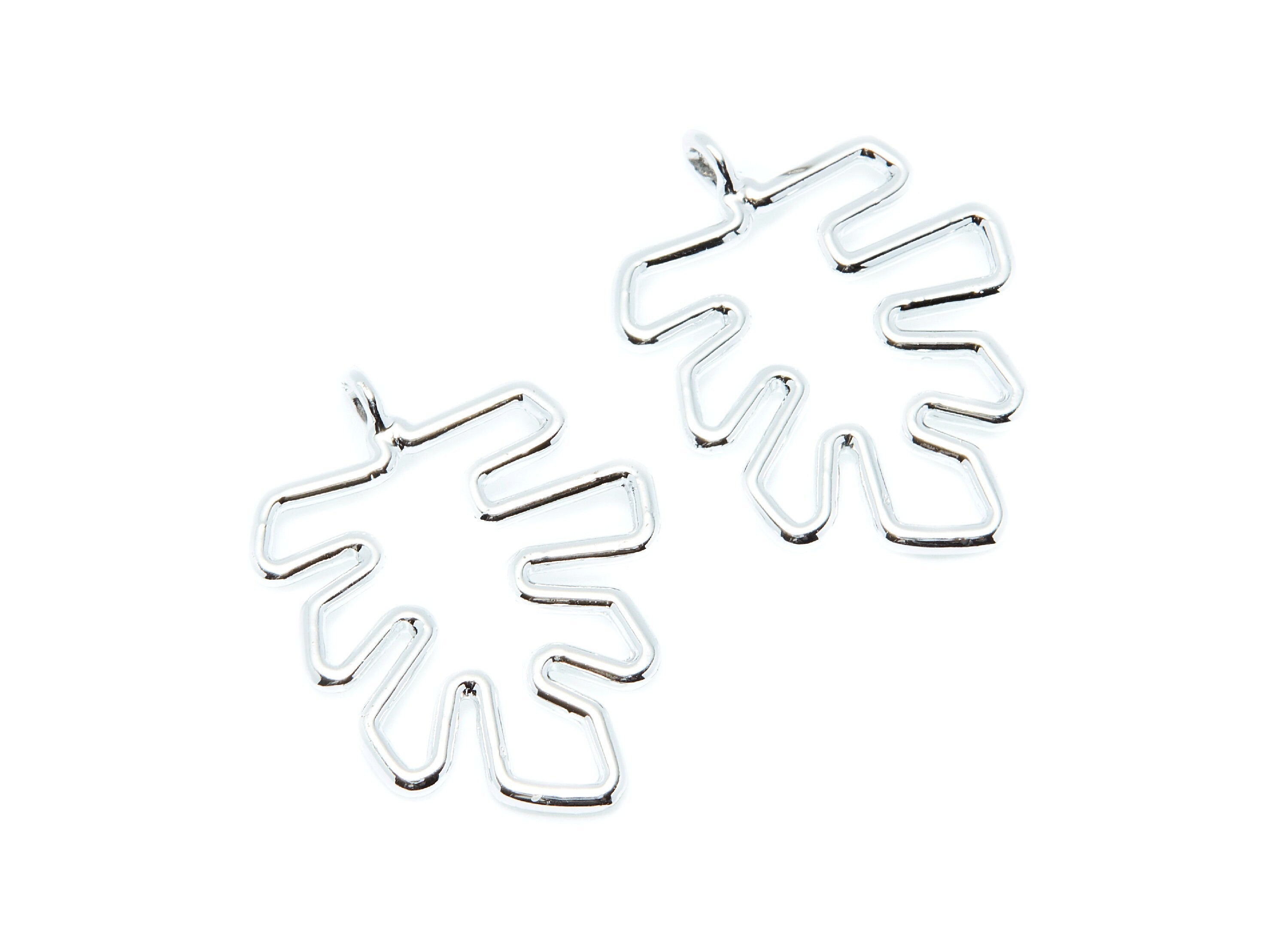Leaf Shaped Charms- Zinc Alloy Earring Finding - Nickel / Silver Tone - Alloy Pendant for Necklace - 29.38x21.79x1.72mm - ZZ1287N - DOMEDBAZAAR