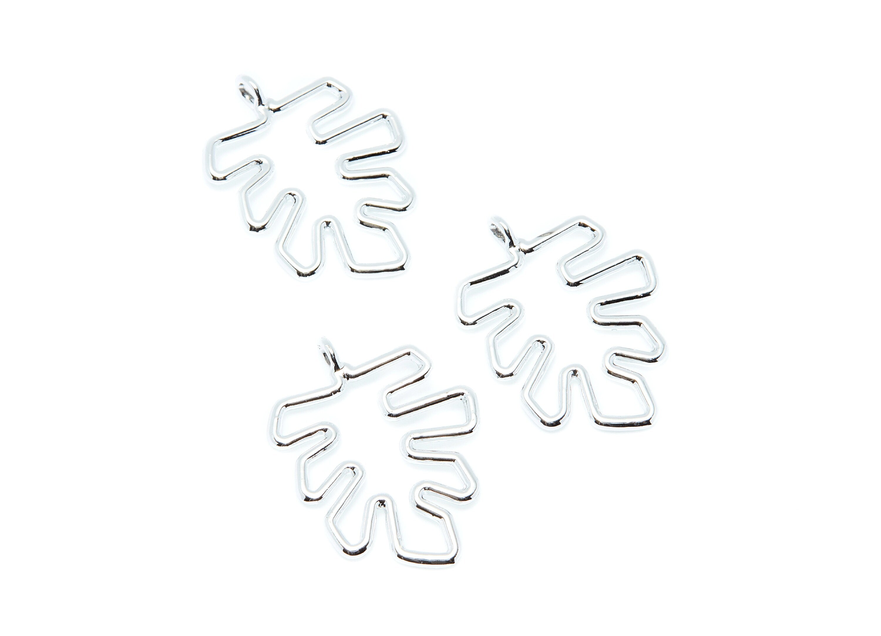 Leaf Shaped Charms- Zinc Alloy Earring Finding - Nickel / Silver Tone - Alloy Pendant for Necklace - 29.38x21.79x1.72mm - ZZ1287N - DOMEDBAZAAR
