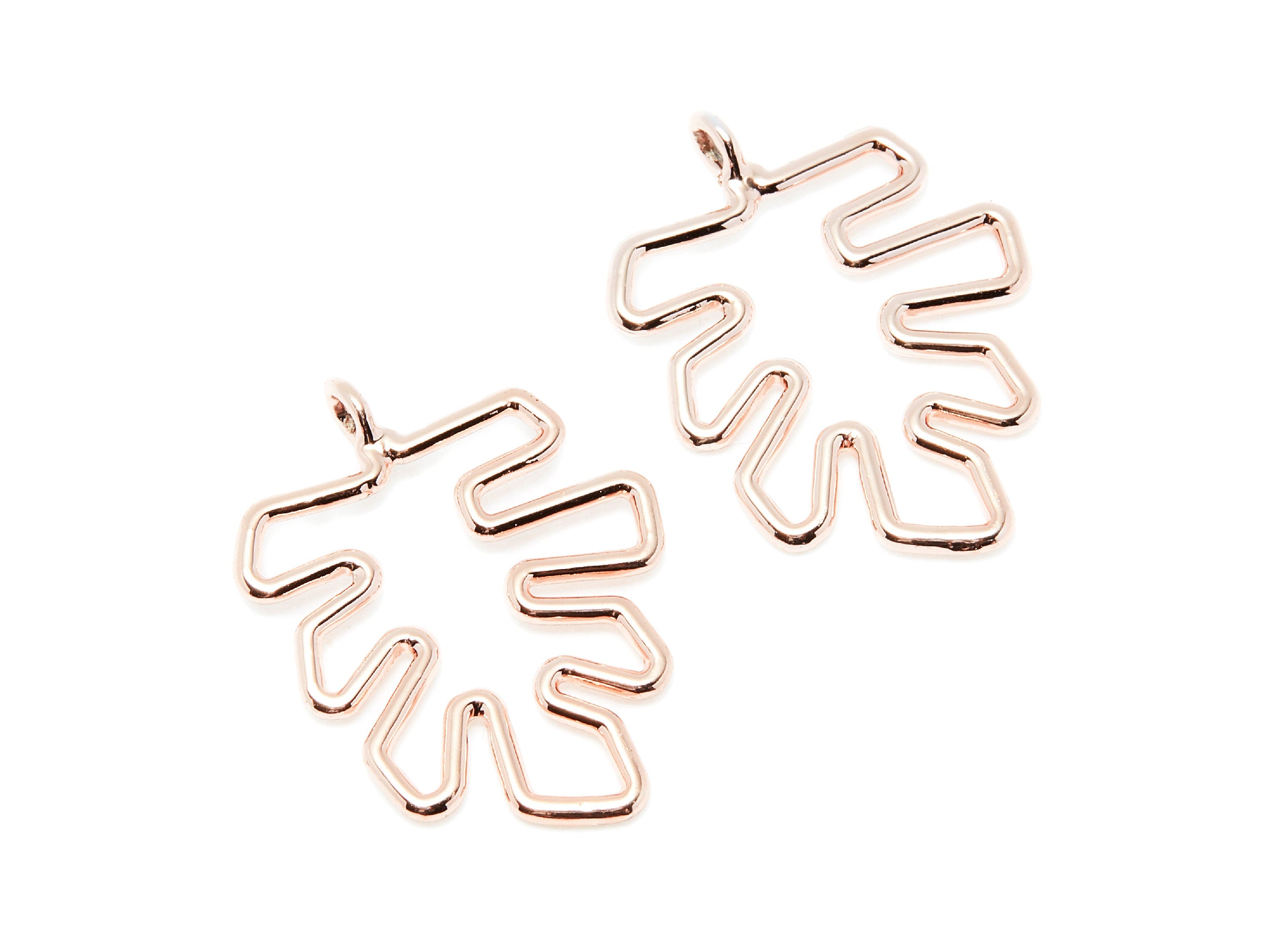 Leaf Shaped Charms- Zinc Alloy Earring Finding - Rose Tone - Alloy Pendant for Necklace - 29.38x21.79x1.72mm - ZZ1287R - DOMEDBAZAAR