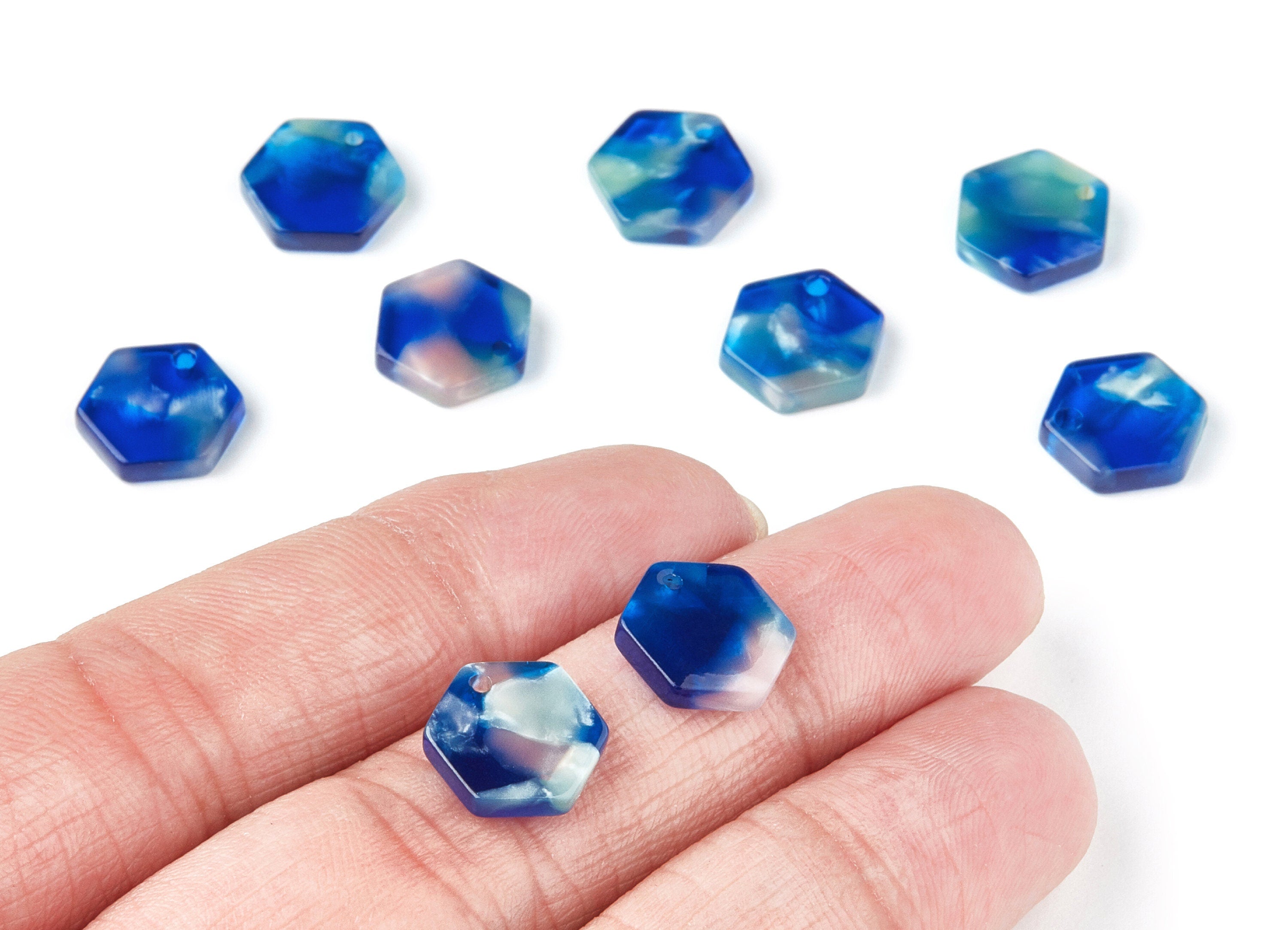 Acetate Hexagon Earring Charms - Acrylic Hexagon Pendant - Earring Findings - Jewelry Supplies - Color Code: A37 - 12x11x2.56mm - AC1121G - DOMEDBAZAAR