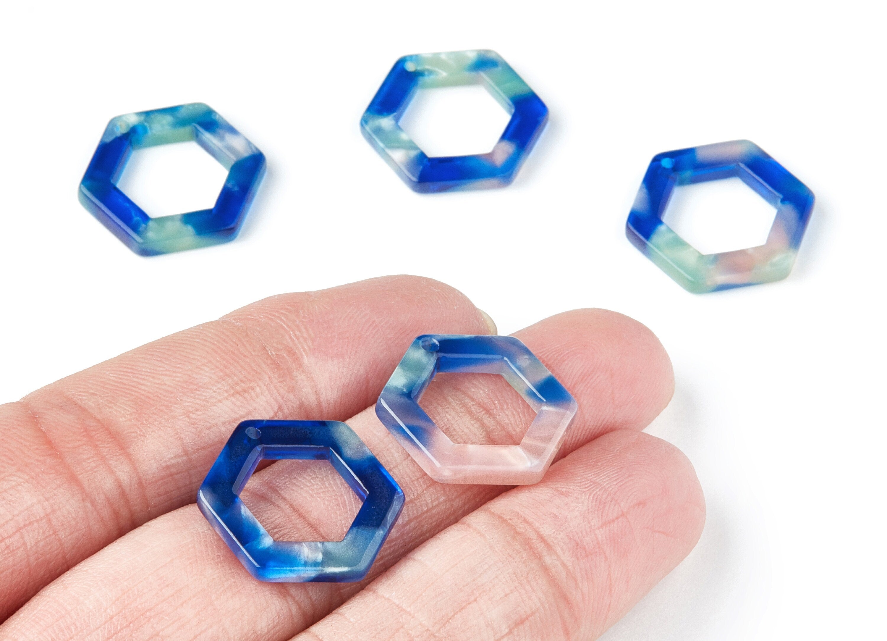 Acetate Hexagon Earring Charms - Hexagon Shaped Pendant - Earring Findings - Jewelry Supplies - Color Code: A37 - 20x18.1x2.6mm - AC1122G - DOMEDBAZAAR