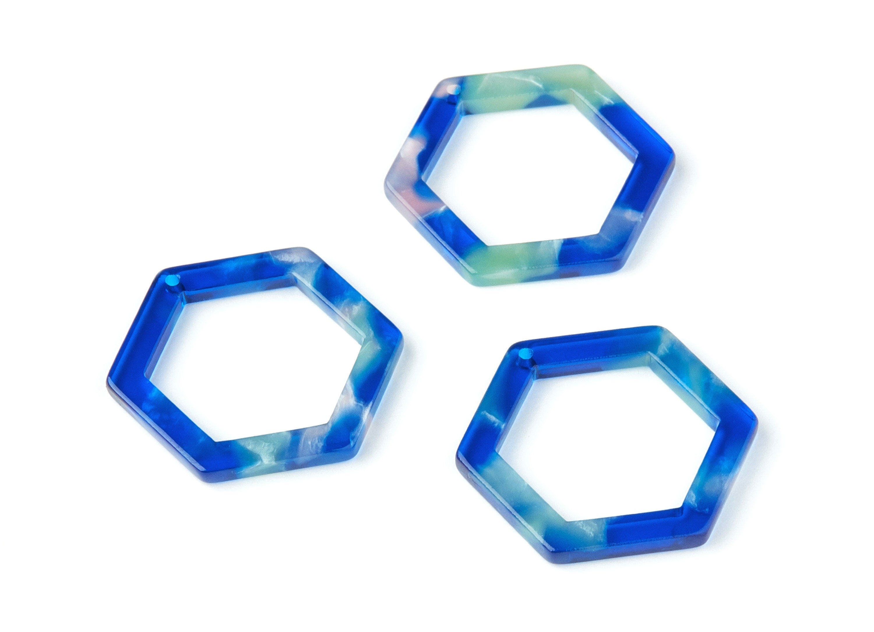 Acetate Hexagon Earring Charms - Hexagon Shaped Pendant - Earring Findings - Jewelry Supplies - Color Code: A37 - 28.18x25x2.66mm - AC1123G - DOMEDBAZAAR