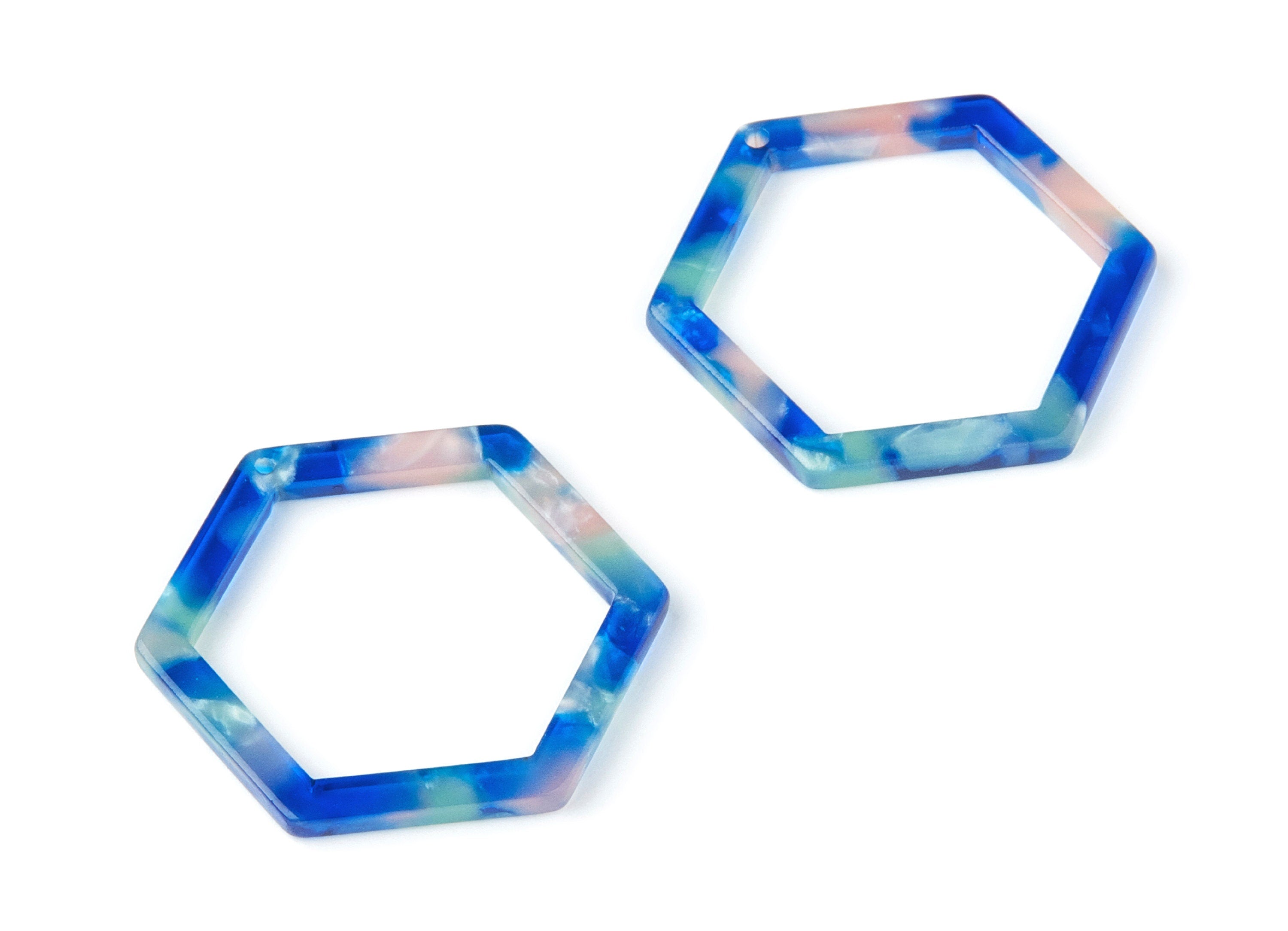 Acetate Hexagon Earring Charms - Hexagon Pendant - Earring Findings - Jewelry Supplies - Color Code: A37 - 36x32x2.68mm - AC1124G - DOMEDBAZAAR