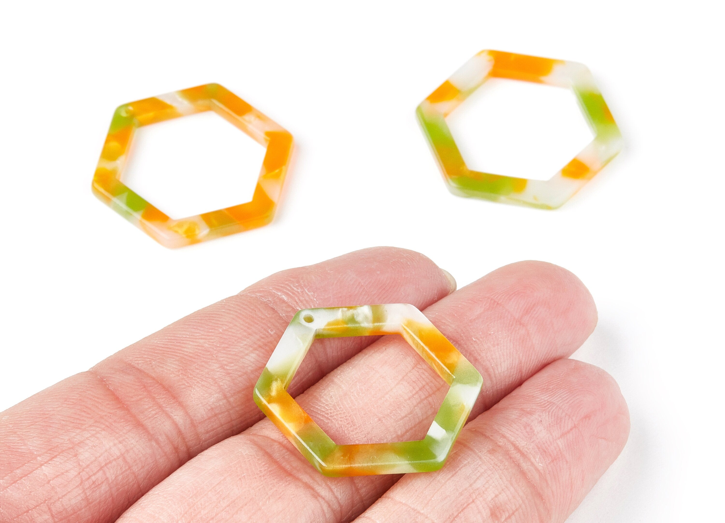 Acetate Hexagon Earring Charms - Hexagon Shaped Pendant - Earring Findings - Jewelry Supplies - Color Code: A89 - 28.18x25x2.66mm - AC1123H - DOMEDBAZAAR