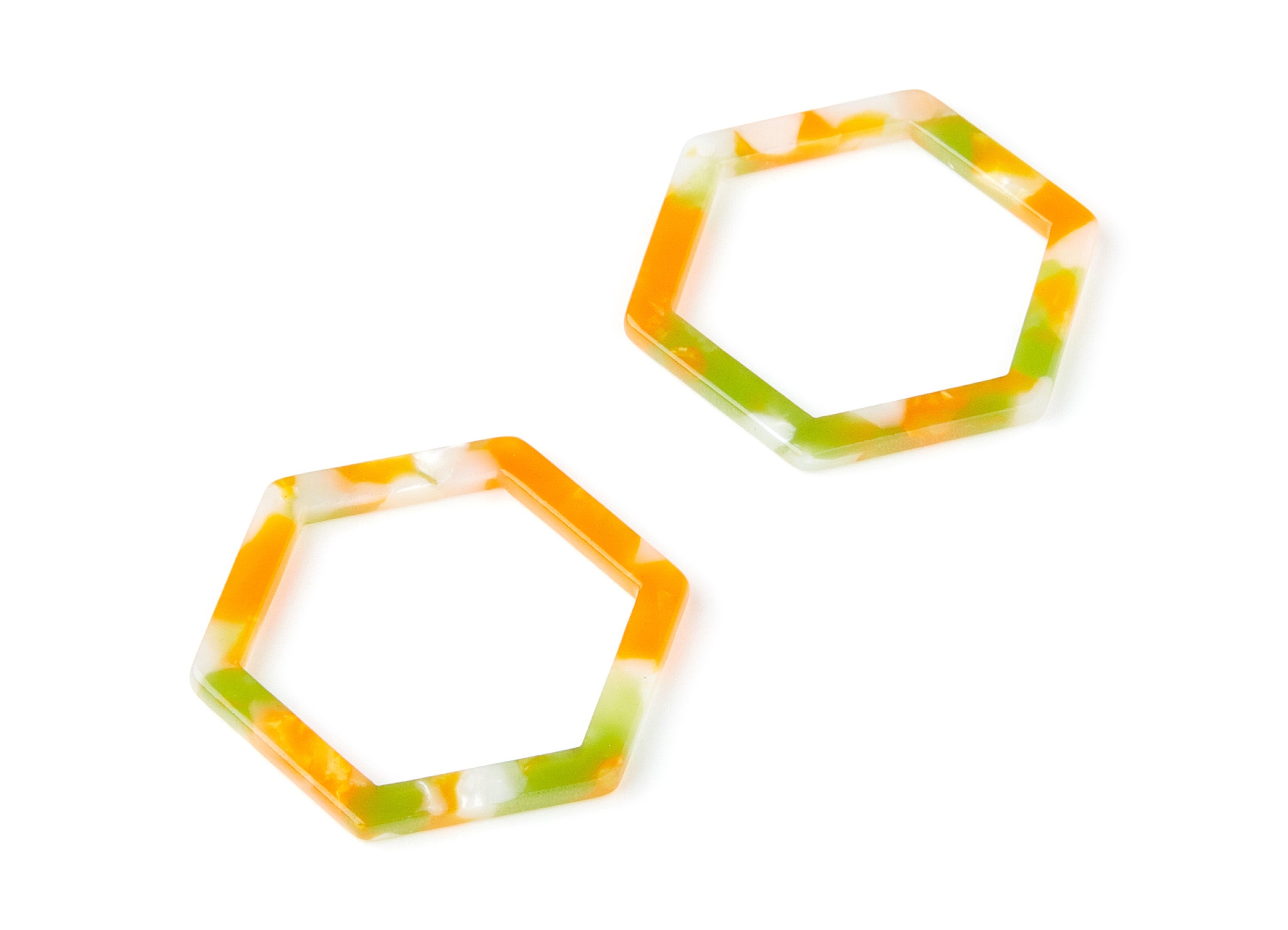 Acetate Hexagon Earring Charms - Hexagon Pendant - Earring Findings - Jewelry Supplies - Color Code: A89 - 36x32x2.68mm - AC1124H - DOMEDBAZAAR