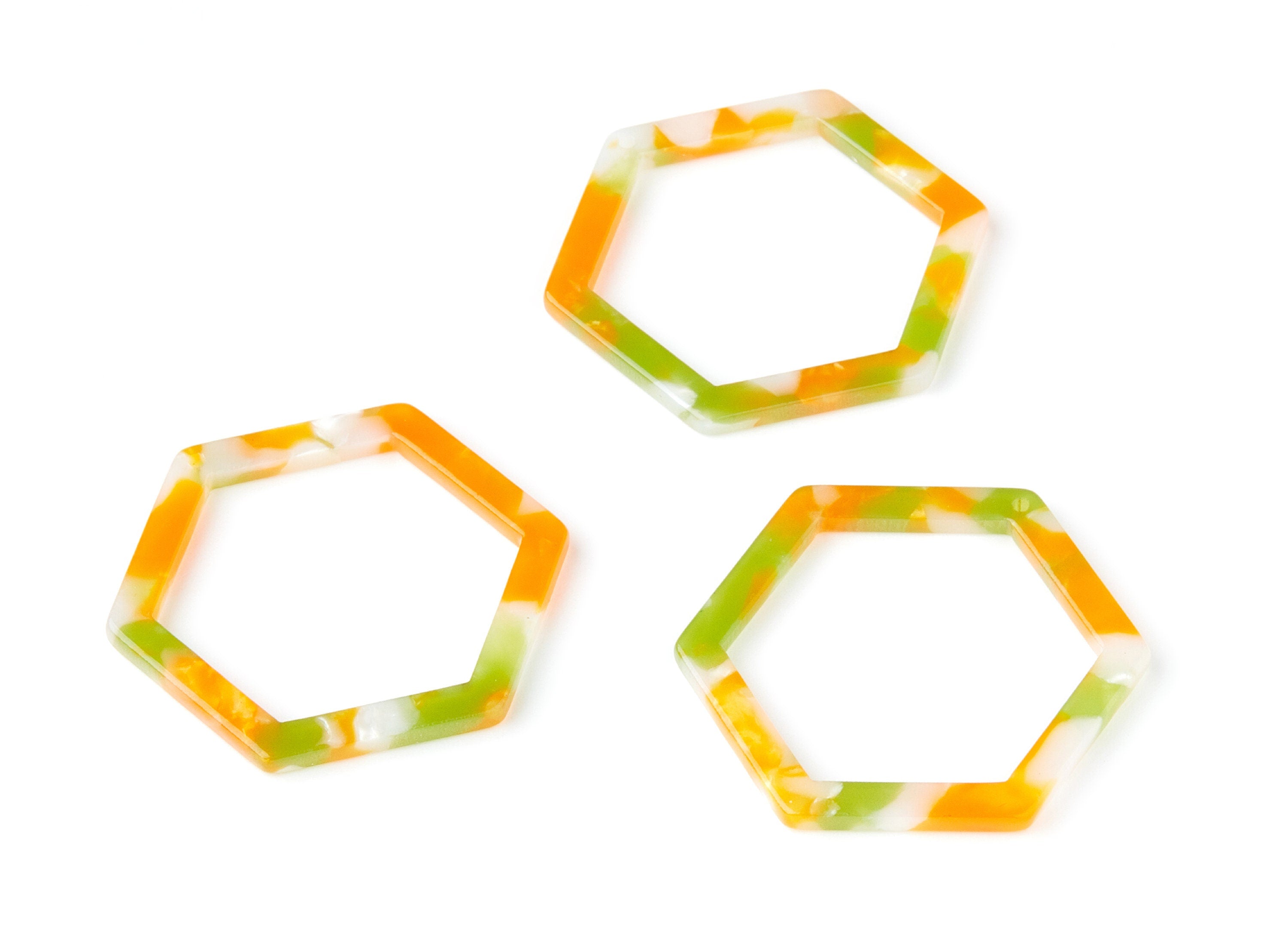 Acetate Hexagon Earring Charms - Hexagon Pendant - Earring Findings - Jewelry Supplies - Color Code: A89 - 36x32x2.68mm - AC1124H - DOMEDBAZAAR
