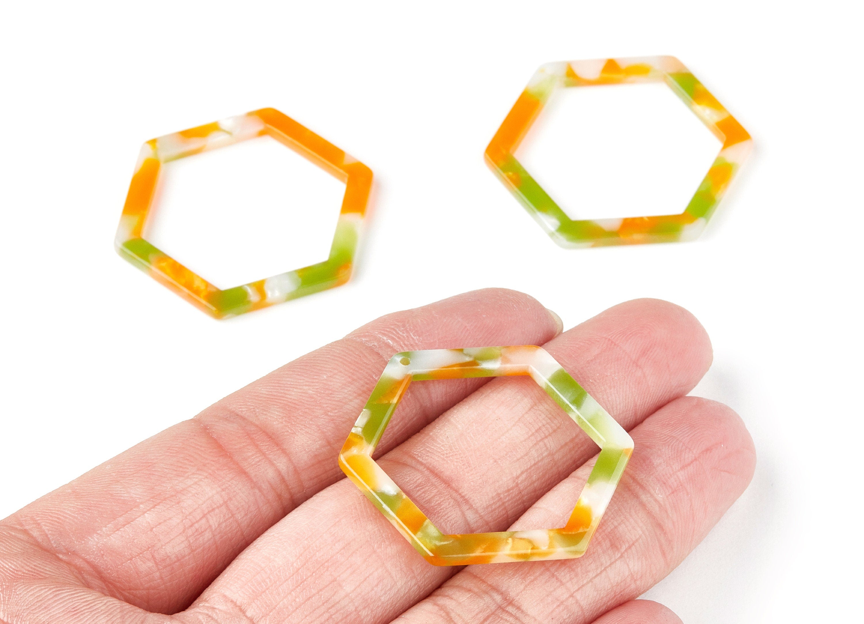 Acetate Hexagon Earring Charms - Hexagon Pendant - Earring Findings - Jewelry Supplies - Color Code: A89 - 36x32x2.68mm - AC1124H - DOMEDBAZAAR