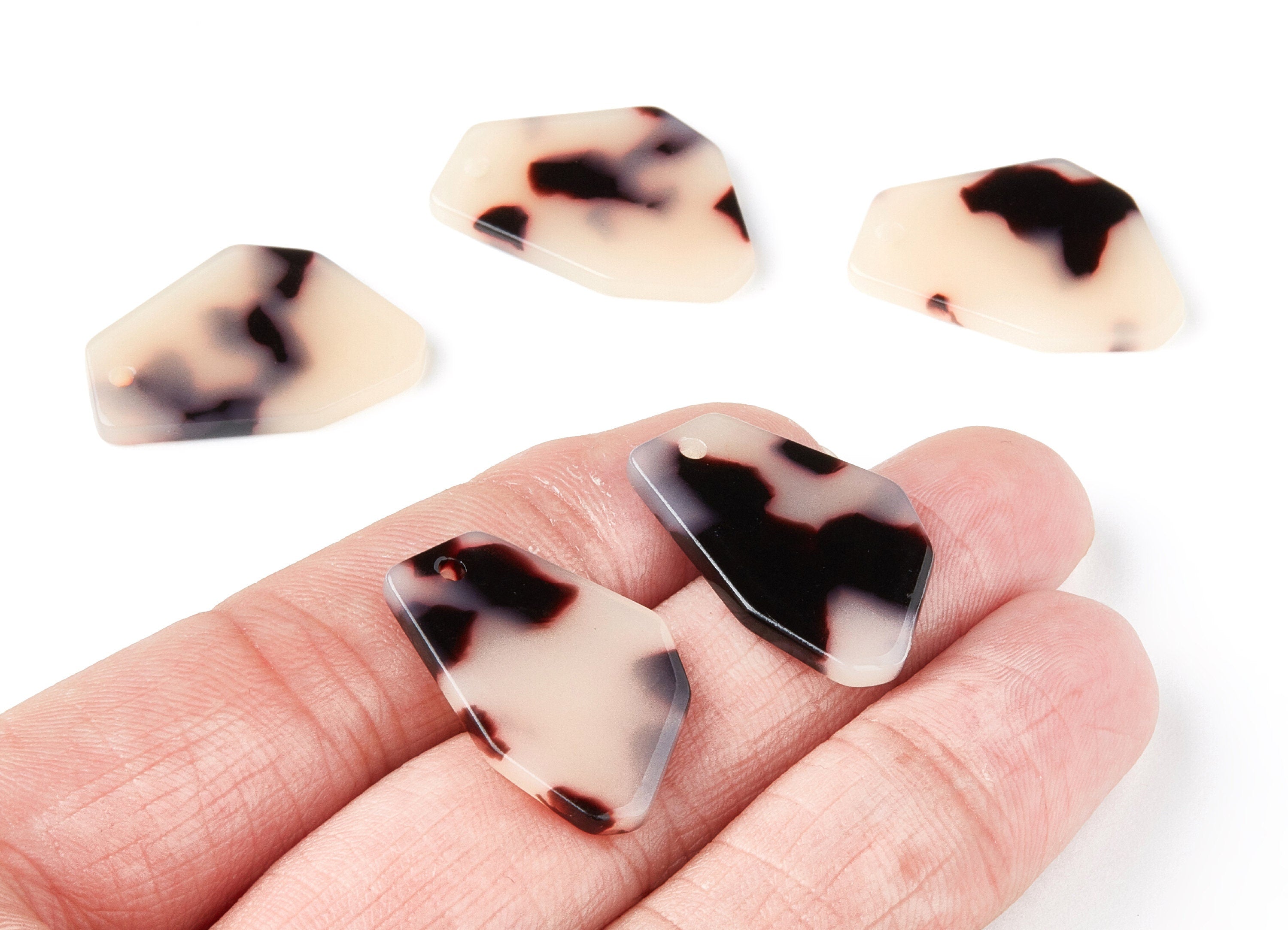 Acetate Acrylic Earring Charms - Blonde Tortoise Shell Earrings - Geometric Shaped Pendant - Color Code: A06 -  26.47x17.6x2.98mm - AC1282D - DOMEDBAZAAR