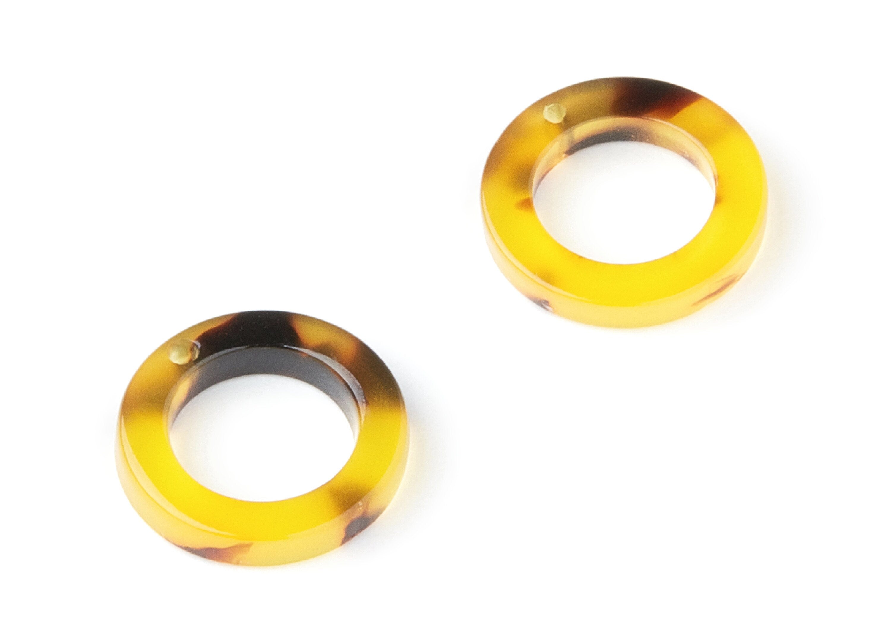 Acetate Acrylic Hoop Earring Charms - Tortoise Shell Earrings - Circle Shaped Pendant - Color Code: A02 - 15x15x2.7mm - AC1152C - DOMEDBAZAAR