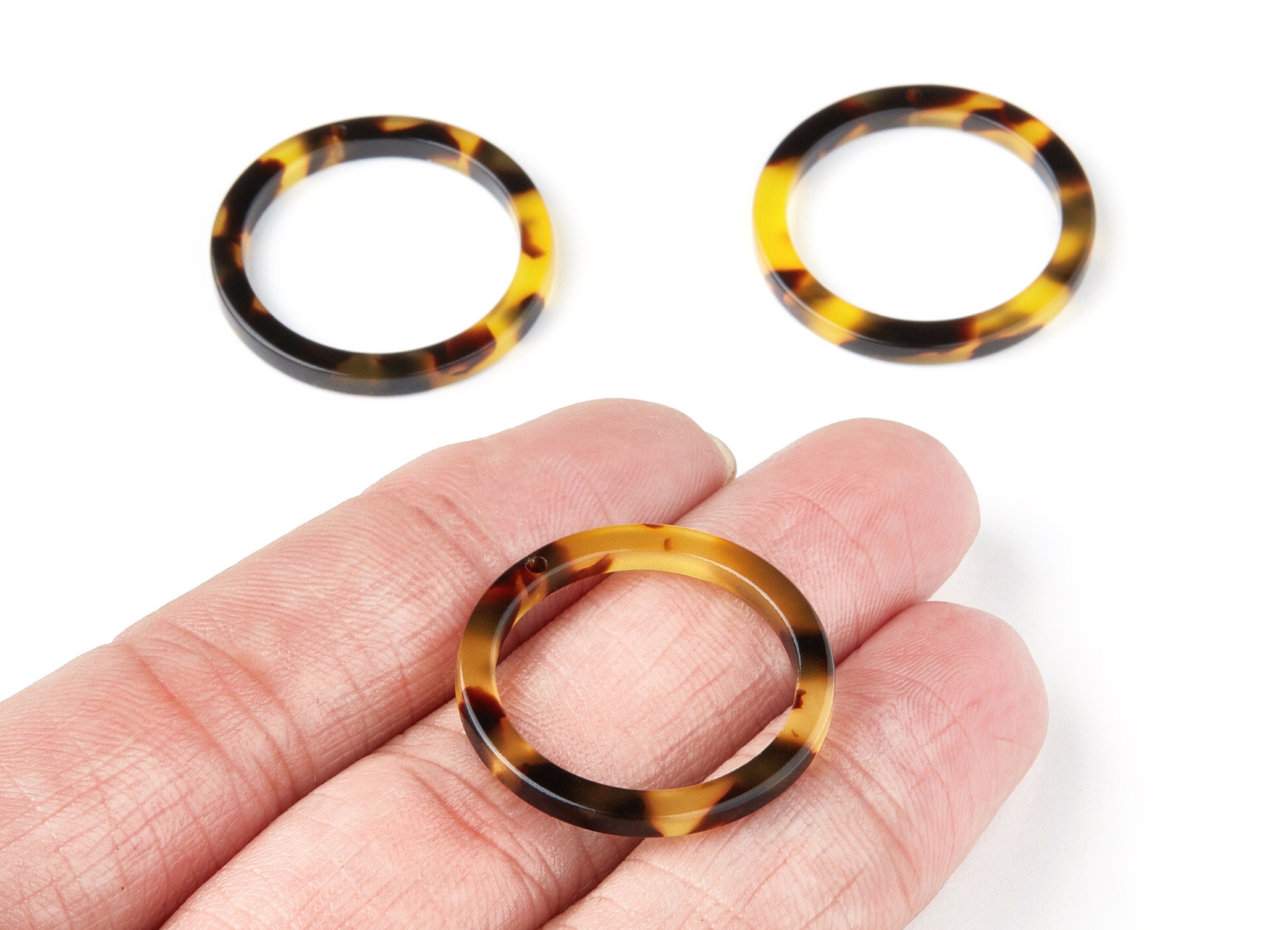 Acetate Circle Charms - Tortoise Shell Earrings - Circle Pendant - Jewelry Making Supplies - Color Code: A02 - 27x27x2.85mm - AC1154C - DOMEDBAZAAR