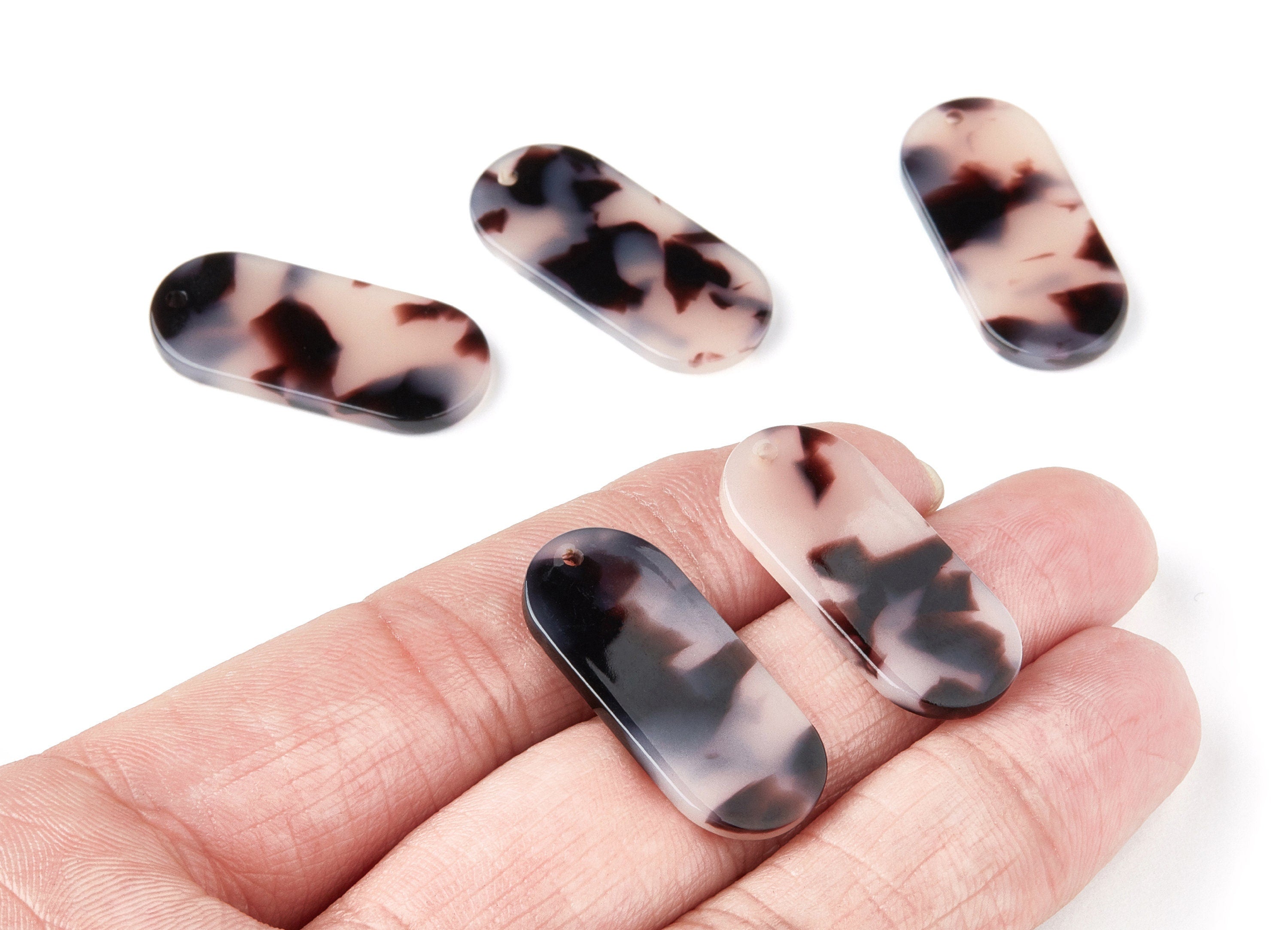 Acetate Acrylic Earring Charms - Blonde Tortoise Shell Earrings - Oval Shaped Pendant - Color Code: A06 - 30.65x13.76x2.66mm - AC1134N - DOMEDBAZAAR