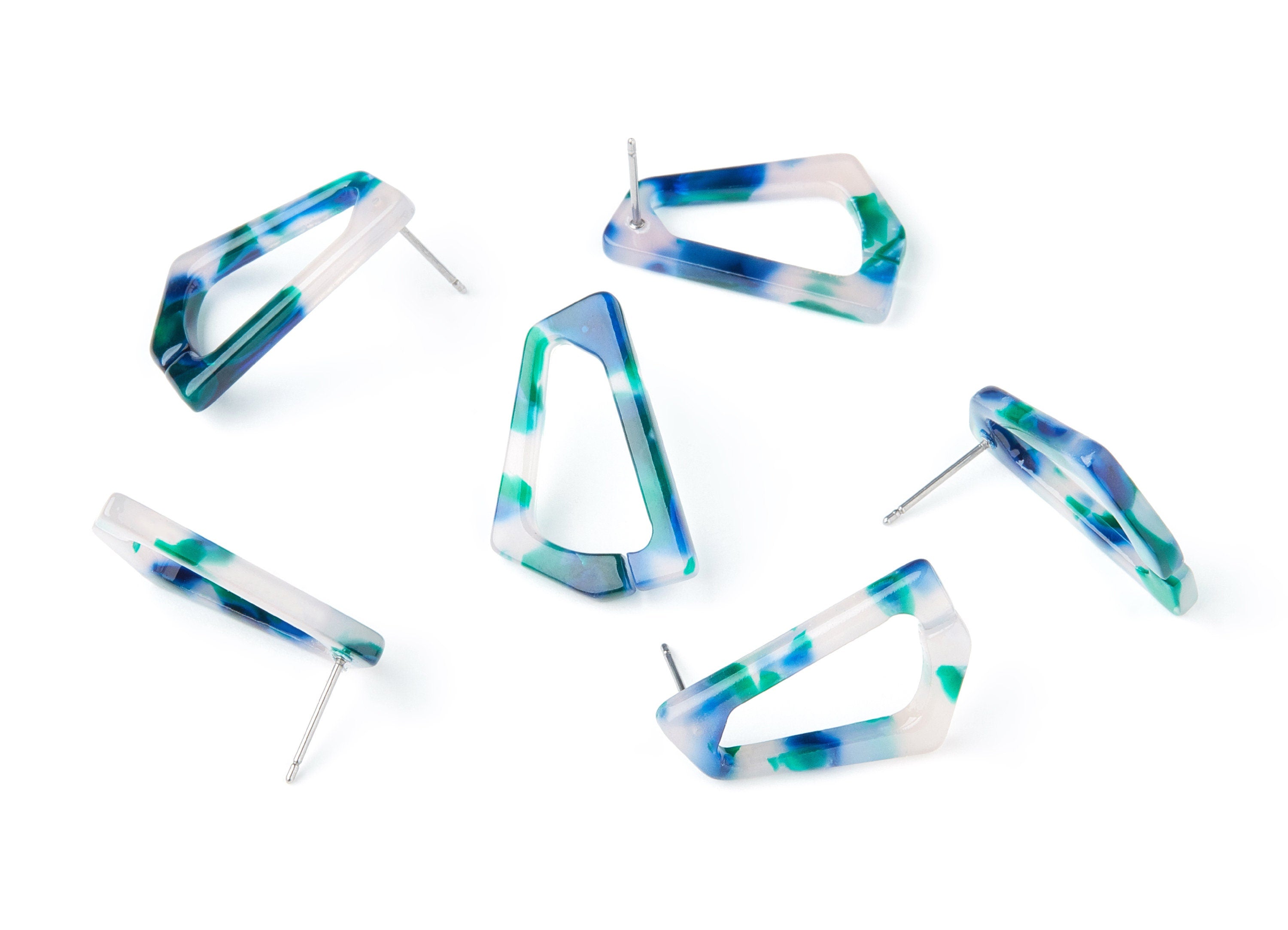 Acetate Acrylic Earring Stud - Post Charms - Laser Cut Open  Geometric Shaped Pendant - Color Code: A18 - 26x16.19x2.9mm - AC1283A - DOMEDBAZAAR