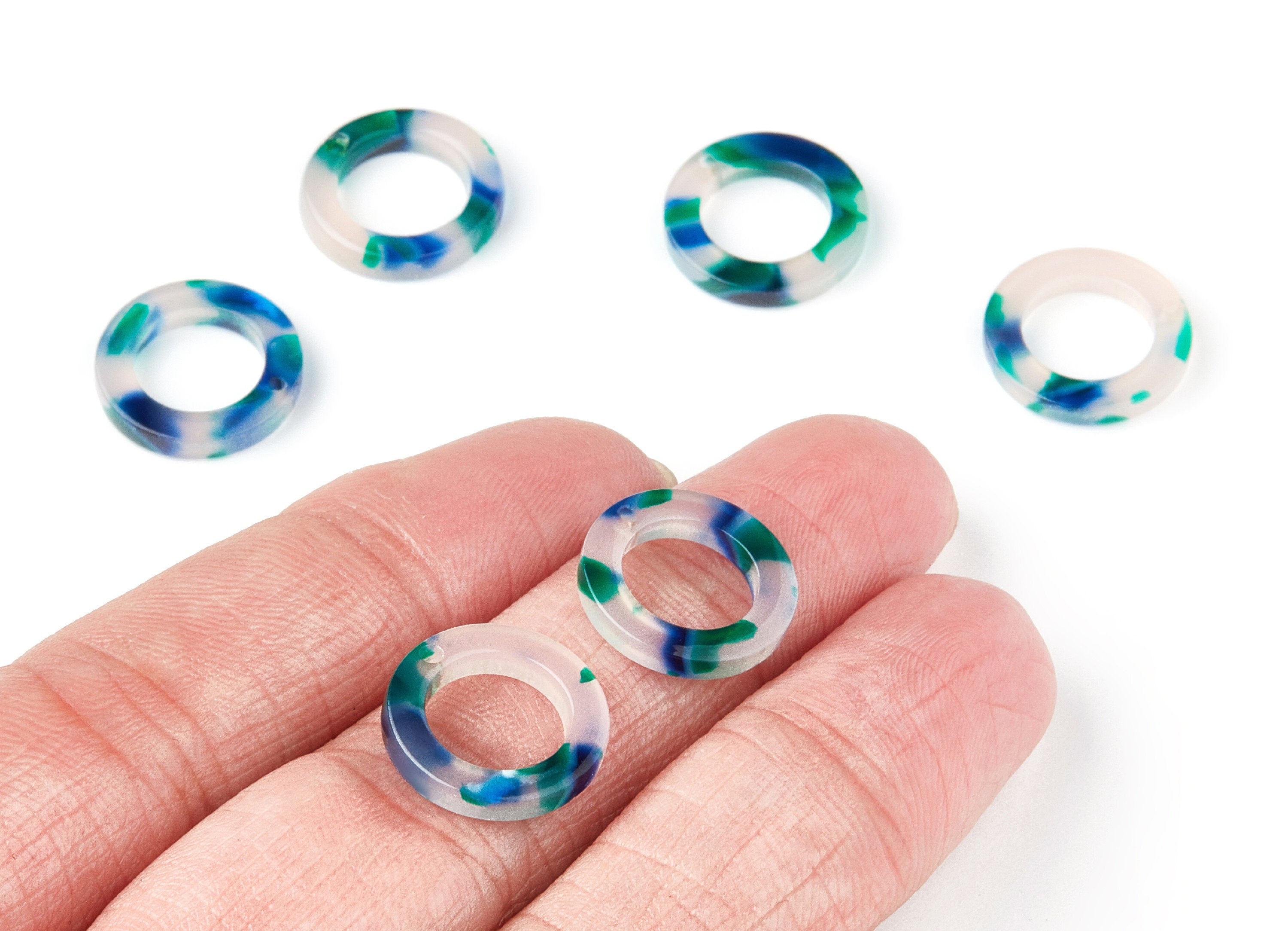 Acetate Hoop Earring Charms - Circle Shaped Pendant - Earring Findings - Jewelry Supplies - Color Code: A18 - 15x15x2.7mm - AC1152G - DOMEDBAZAAR