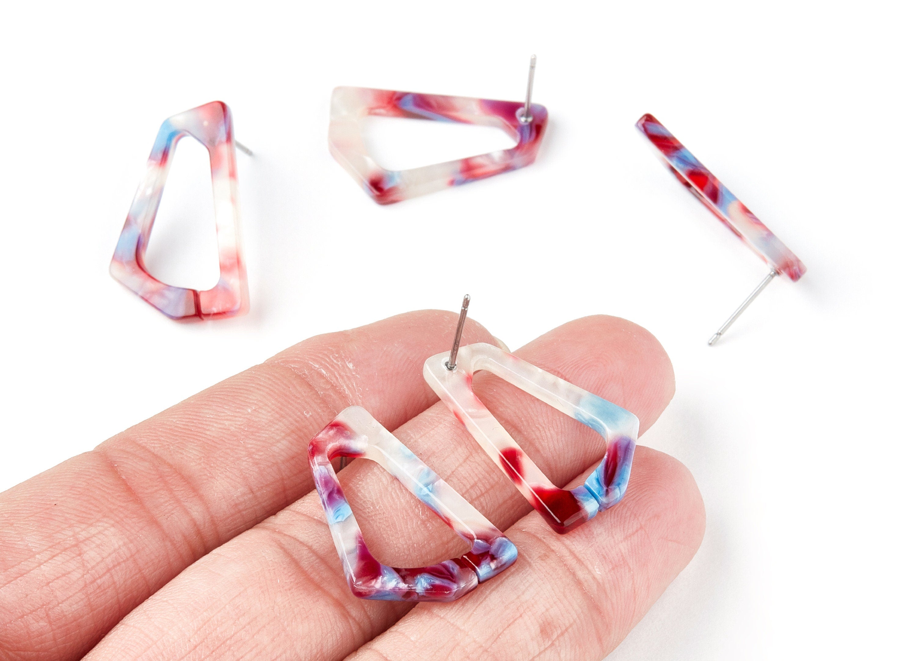 Acetate Acrylic Earring Stud - Post Charms - Laser Cut Open  Geometric Shaped Pendant - Color code: A52 - 26x16.19x2.9mm - AC1283B - DOMEDBAZAAR