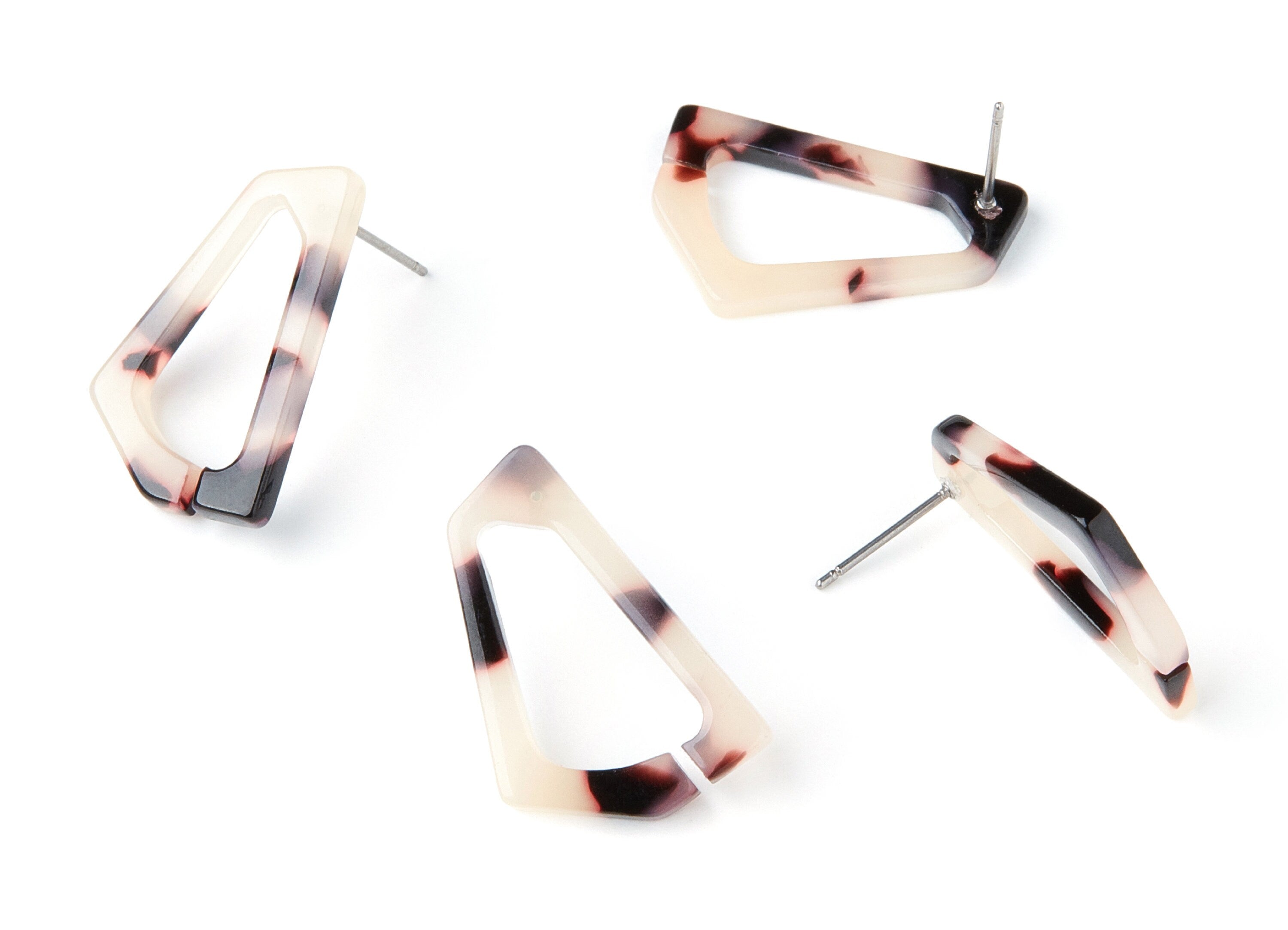 Acetate Acrylic Earring Stud - Blonde Post Charm - Laser Cut Open  Geometric Pendant - Color Code: A07 - 26x16.19x2.9mm - AC1283D - DOMEDBAZAAR