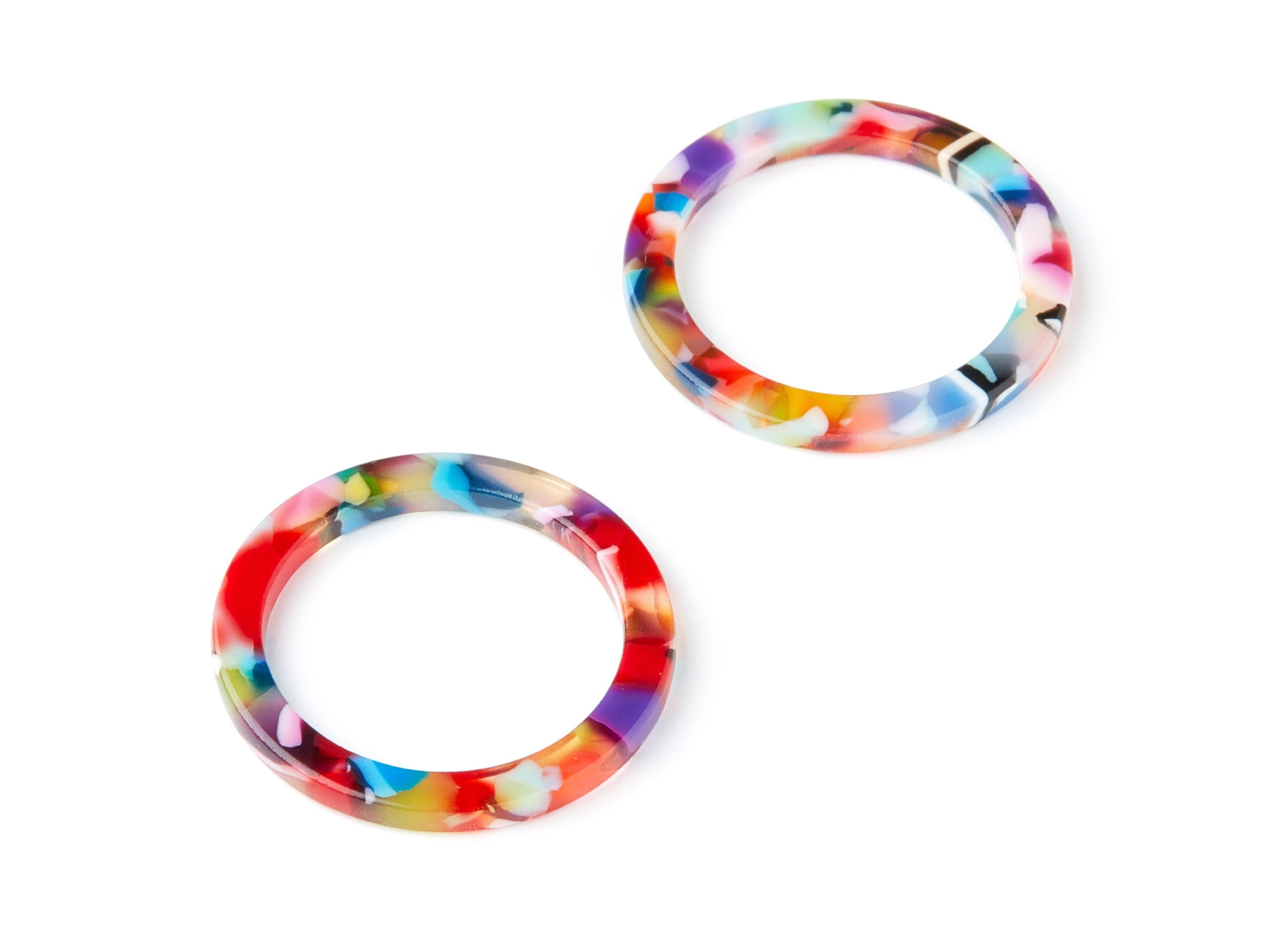 Acetate Hoop Earrings Charms - Circle Shaped Pendant - Earring Findings - Jewelry Supplies - Color Code: A21 - 28.8x28.8x2.55mm- AC1169P - DOMEDBAZAAR