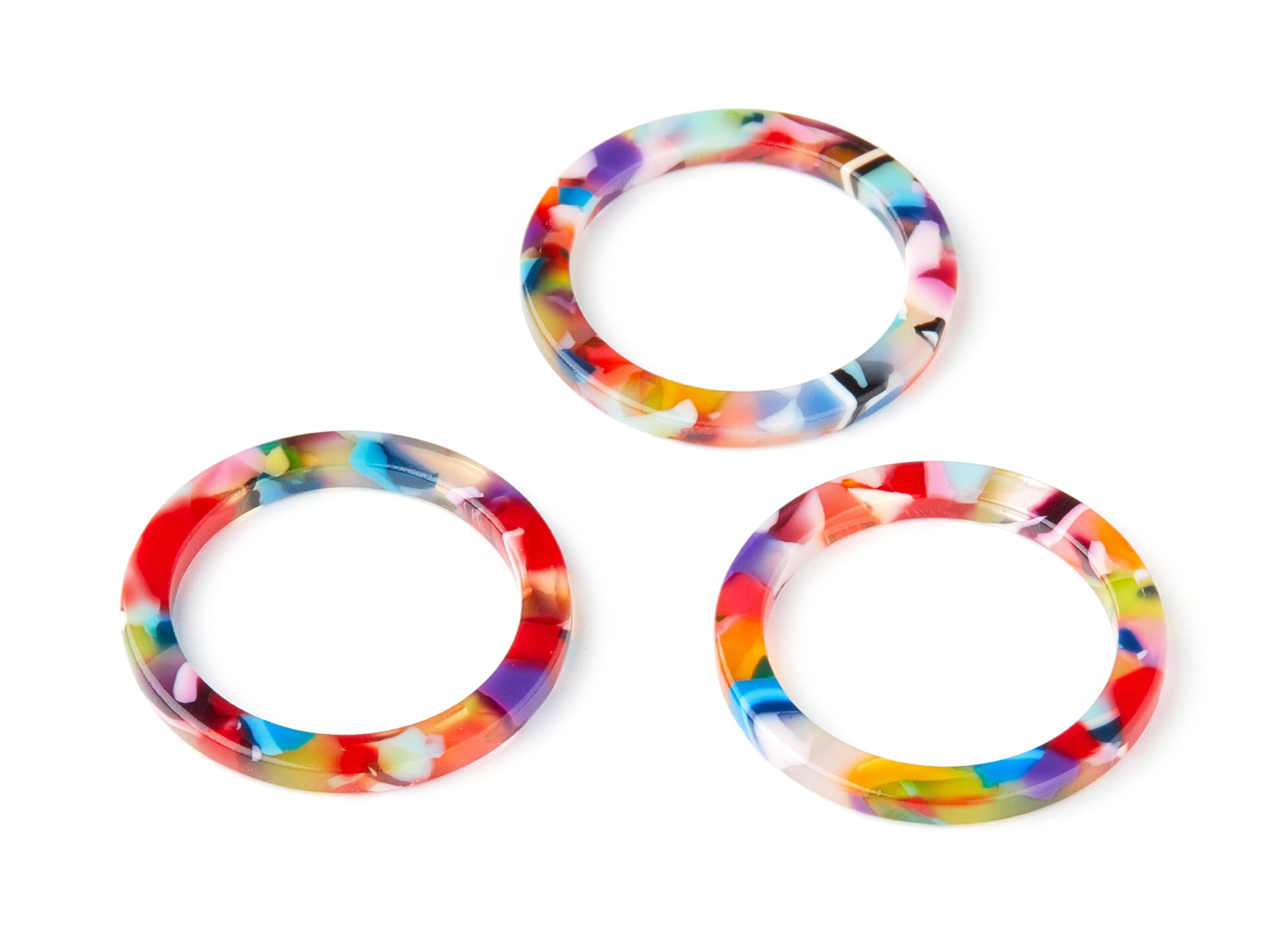 Acetate Hoop Earrings Charms - Circle Shaped Pendant - Earring Findings - Jewelry Supplies - Color Code: A21 - 28.8x28.8x2.55mm- AC1169P - DOMEDBAZAAR