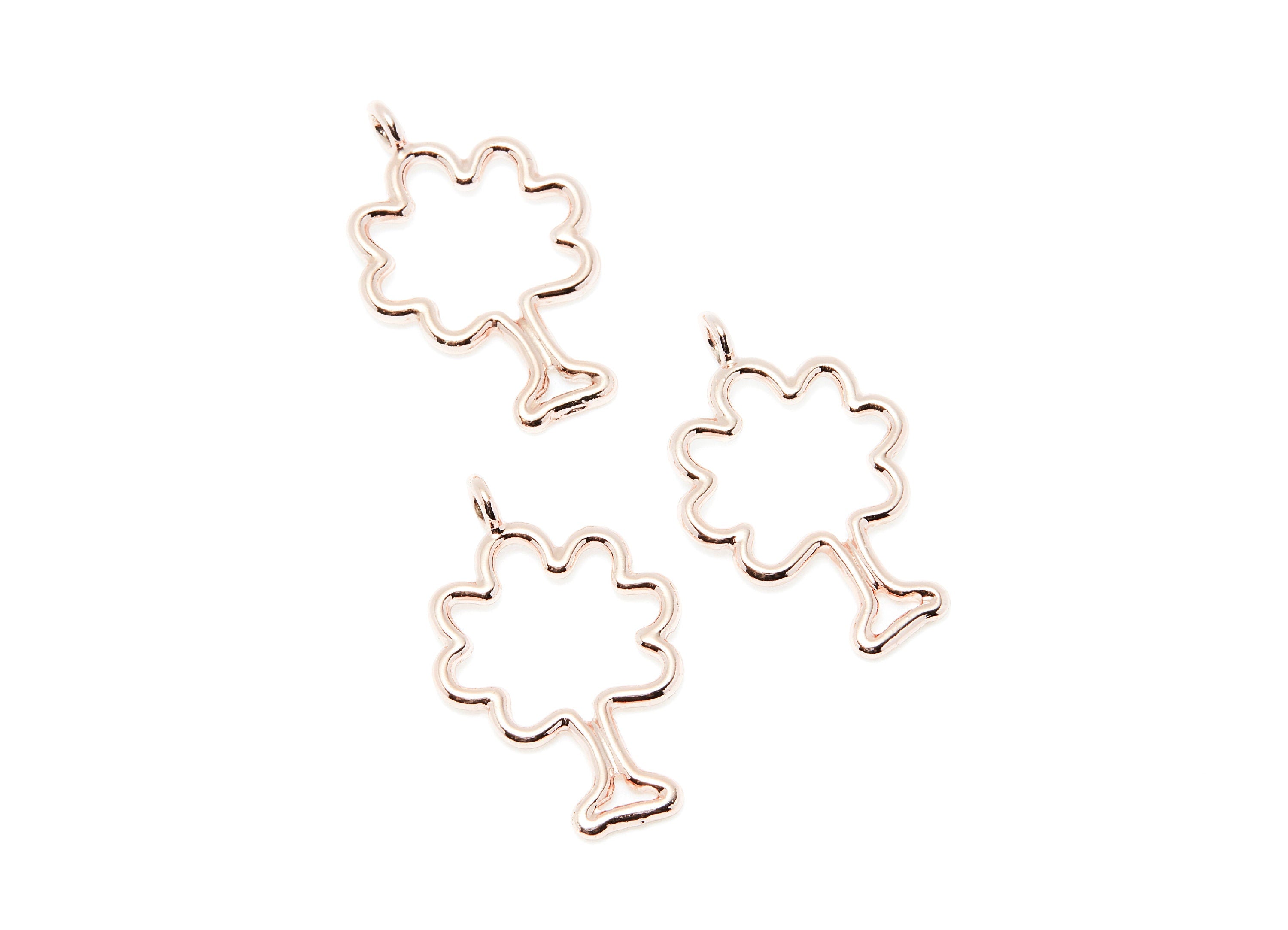 Tree Shaped Charms- Zinc Alloy Earring Finding - Rose Tone - Alloy Pendant for Necklace - 28x18x1.81mm - ZZ1289R - DOMEDBAZAAR