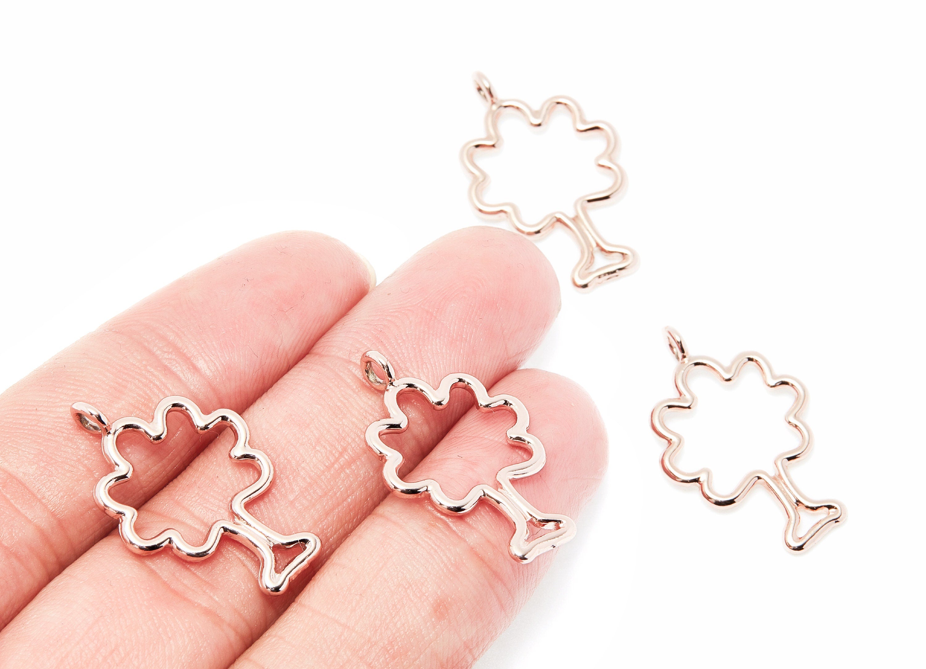 Tree Shaped Charms- Zinc Alloy Earring Finding - Rose Tone - Alloy Pendant for Necklace - 28x18x1.81mm - ZZ1289R - DOMEDBAZAAR