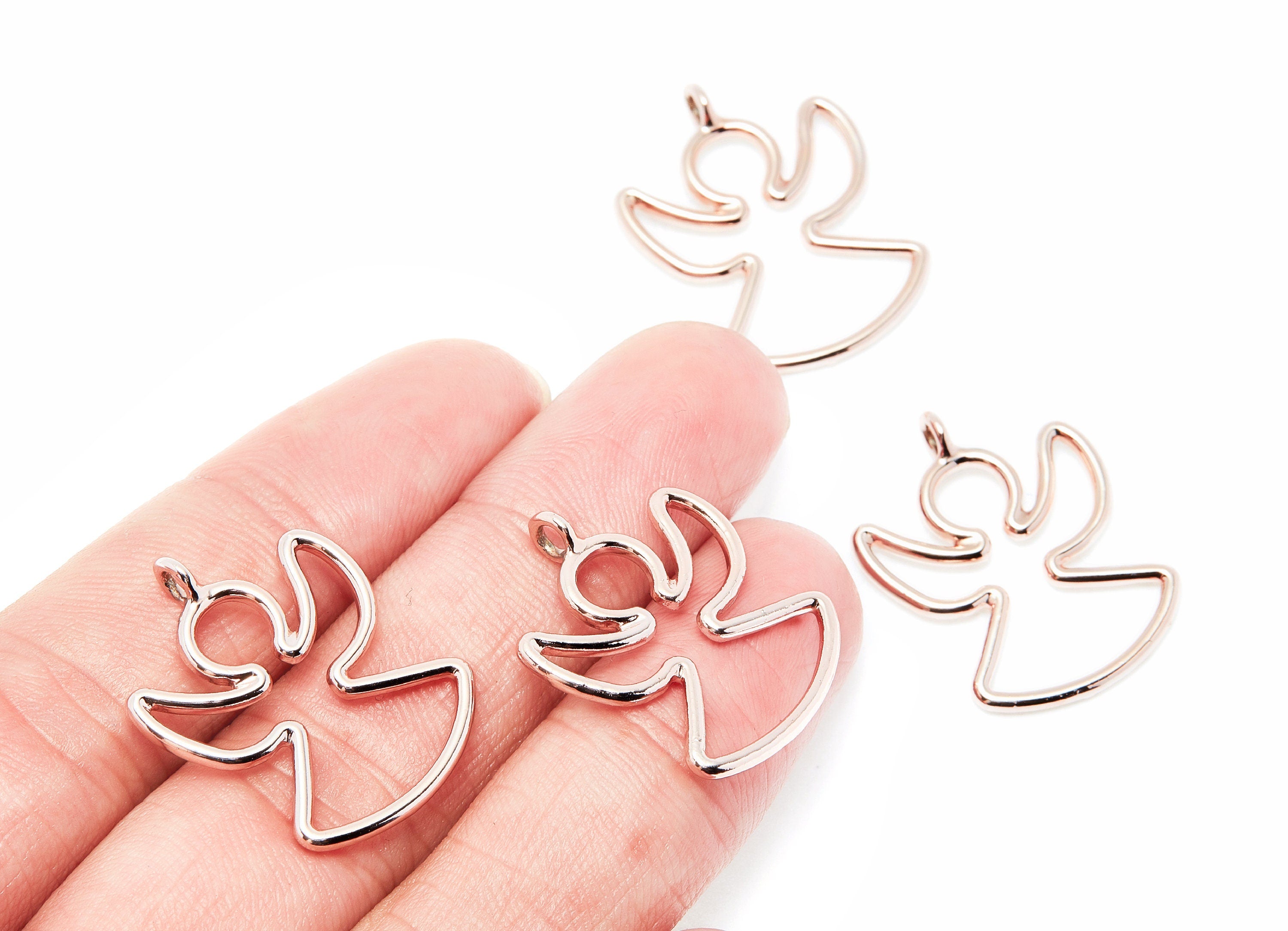 Angle Shaped Charms- Zinc Alloy Earring Finding - Rose Tone - Alloy Pendant for Necklace - 26.67x20.96x1.82mm - ZZ1291R - DOMEDBAZAAR