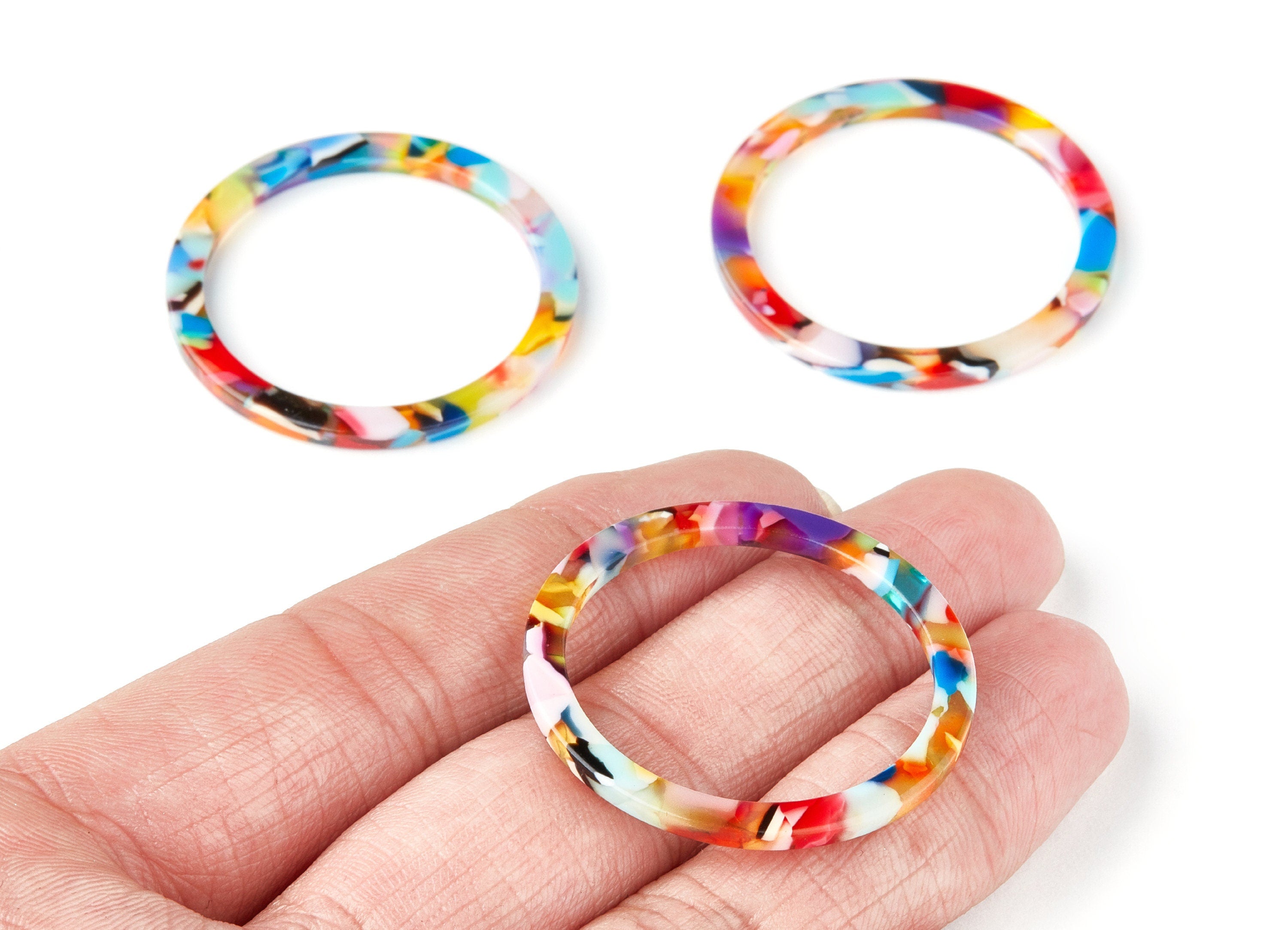 Acetate Hoop Earrings Charms - Circle Shaped Pendant - Earring Findings - Jewelry Supplies - Color Code:A21 - 36x36x2.28mm- AC1168P - DOMEDBAZAAR