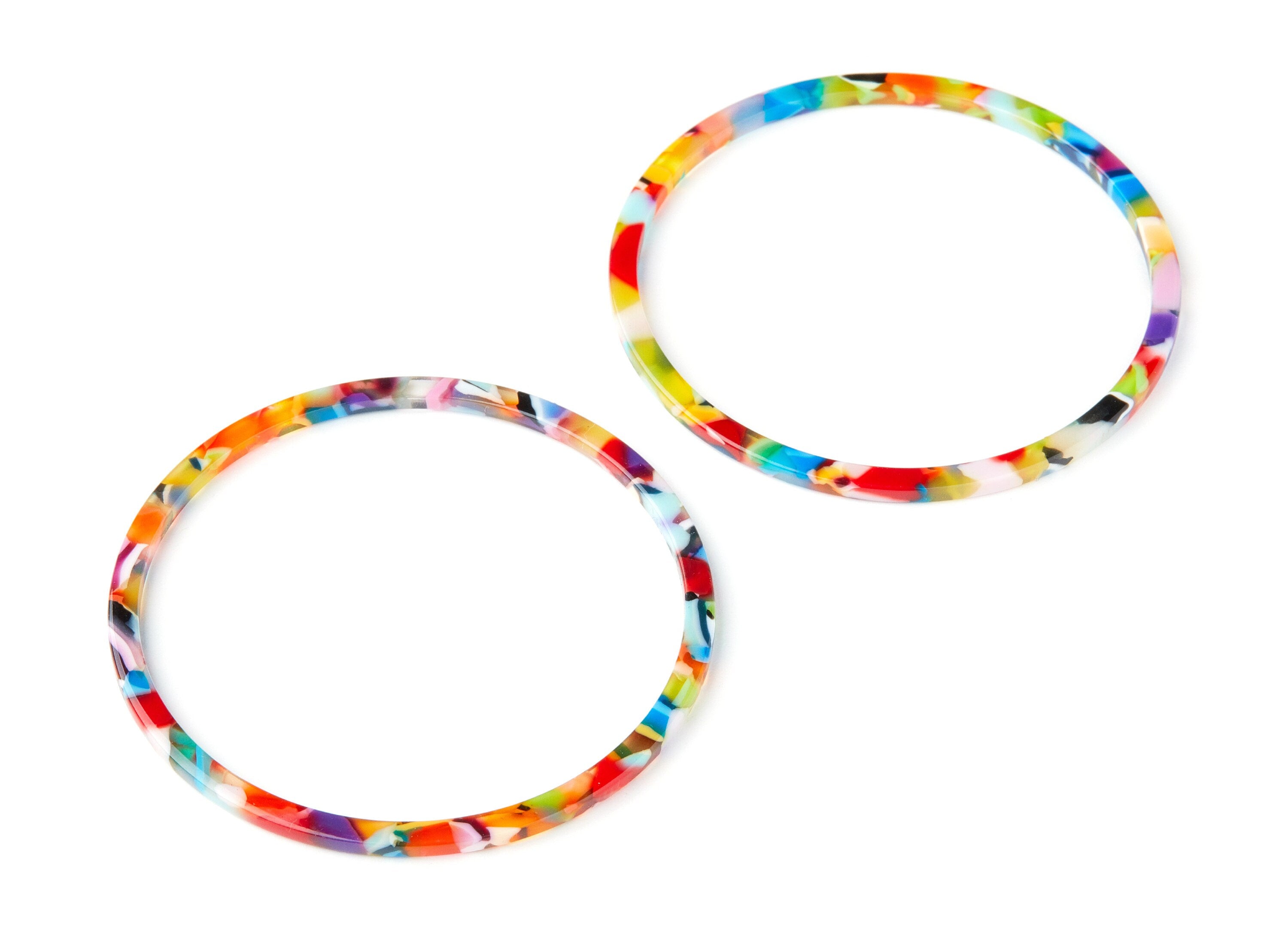 Acetate Hoop Earring Charms - Acrylic Circle Pendant - Earring Findings - Jewelry Supplies - Color Code: A21 - 65x65x2.27mm - AC1164P - DOMEDBAZAAR