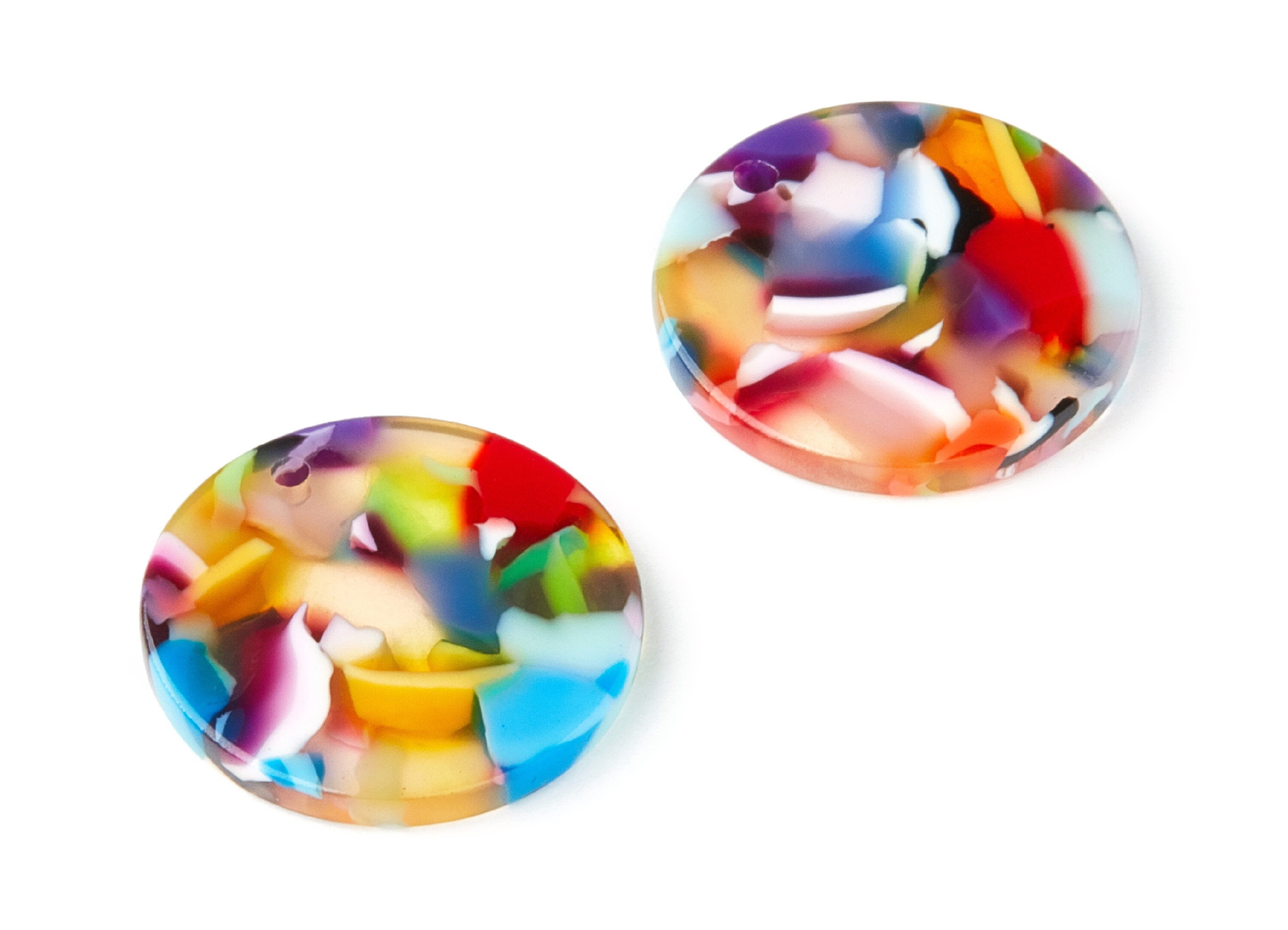 Acetate Coin Earring Charms - Coin Shaped Pendant - Earring Findings - Jewelry Supplies - Color Code: A21 - 21.85x21.85x2.68mm - AC1170P - DOMEDBAZAAR