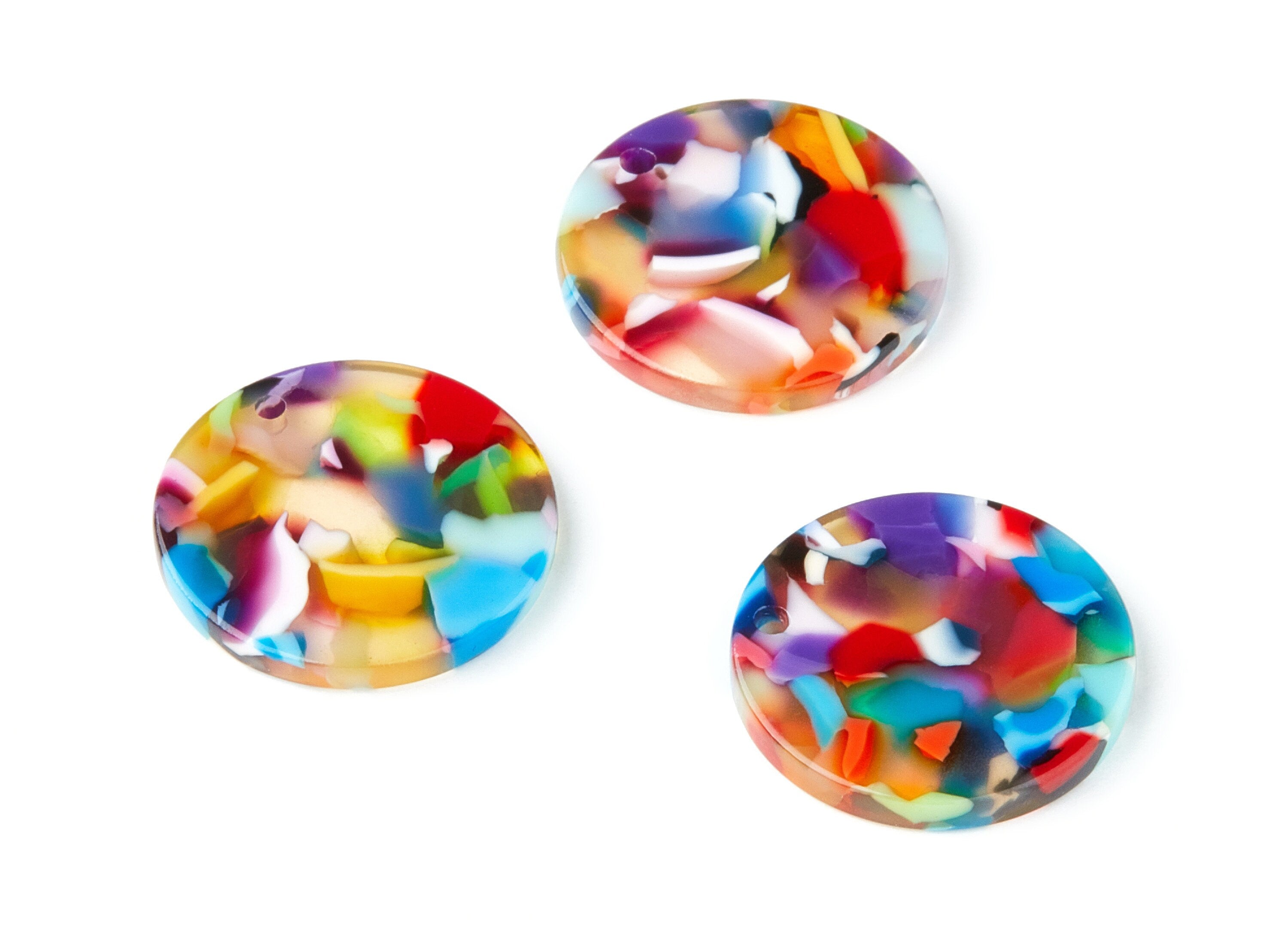 Acetate Coin Earring Charms - Coin Shaped Pendant - Earring Findings - Jewelry Supplies - Color Code: A21 - 21.85x21.85x2.68mm - AC1170P - DOMEDBAZAAR
