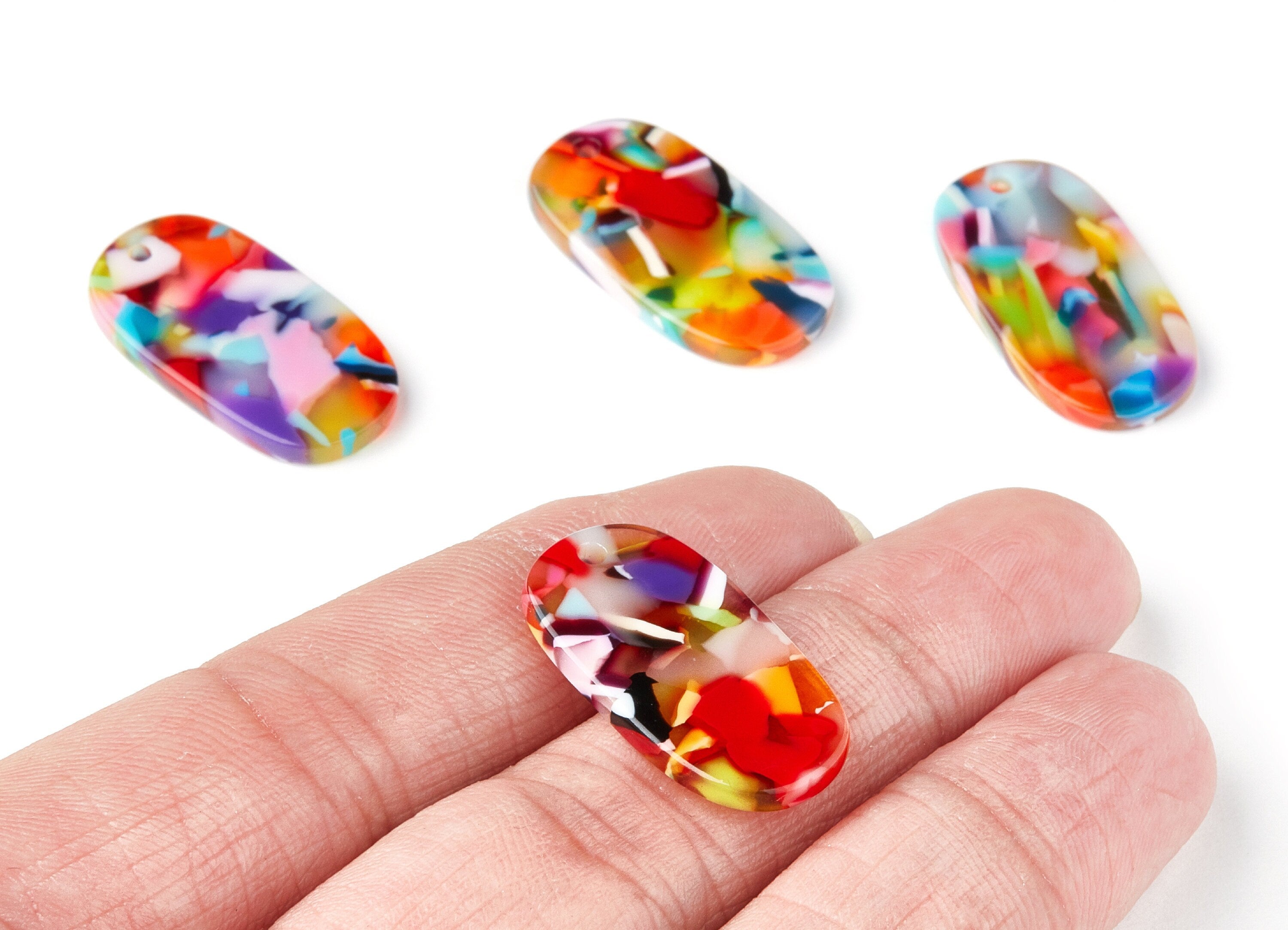 Acetate Oval Charms - Oval Earrings and Pendant - Earring Findings - Jewelry Supplys - Color Code: A21 - 26.65x13.9x2.63mm - AC1156T - DOMEDBAZAAR