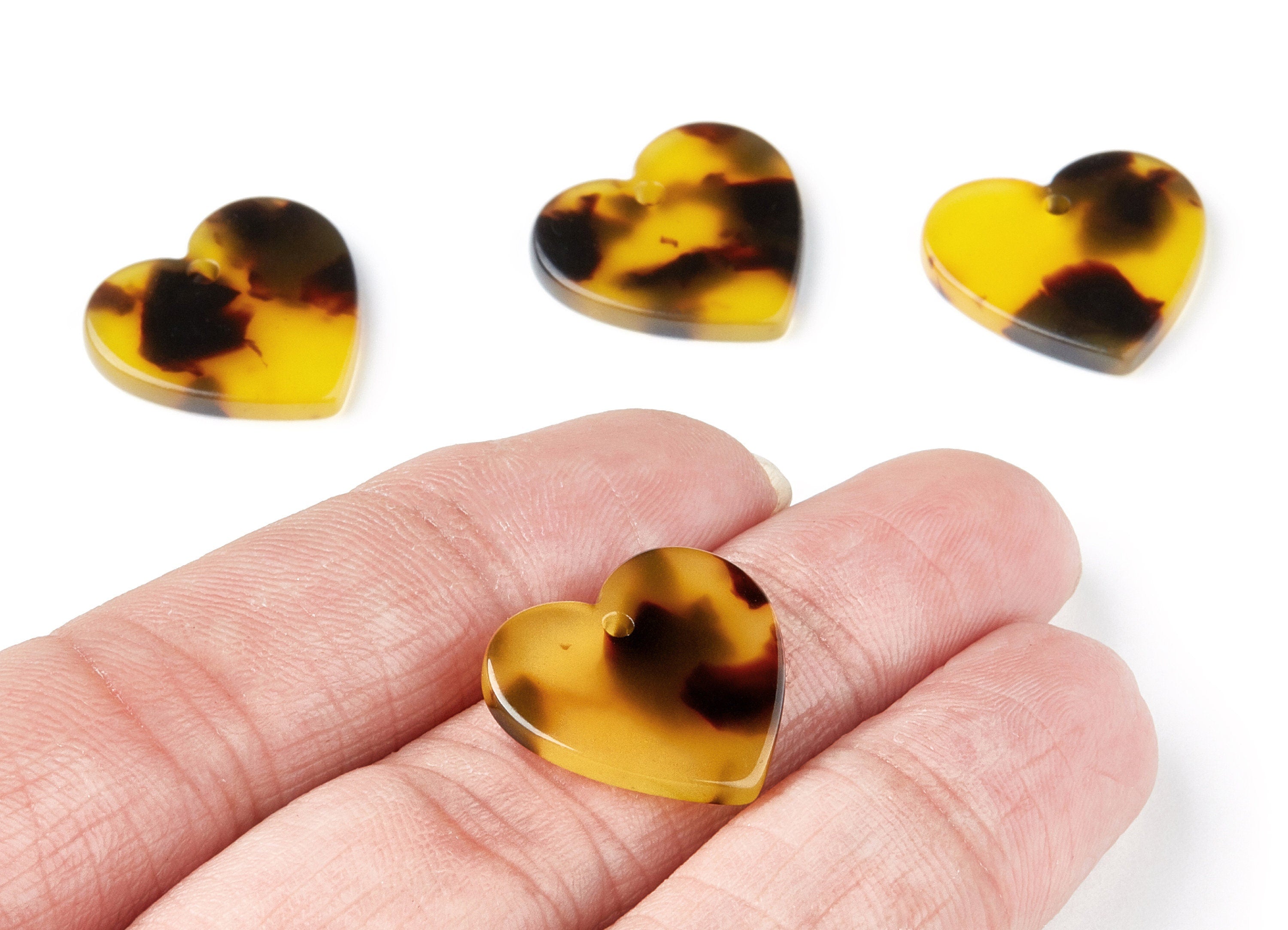 Acetate Acrylic Earring Charms - Tortoise Shell Earrings - Heart Pendant - Jewelry Supplies - Color Code: A02 - 19.29x18.27x2.6mm - AC1277C - DOMEDBAZAAR
